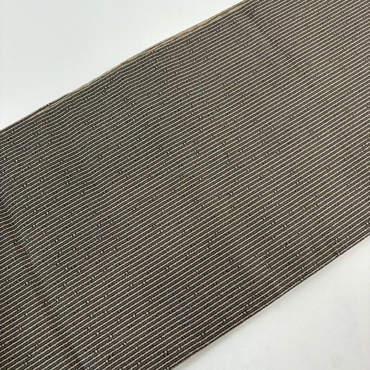 【美品】 袋帶 秀品級 條紋 淺茶 全通 純蠶絲