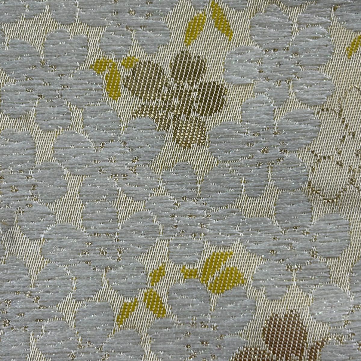 袋帶 秀品級 樱花 流水 刺繡 金金箔 黃色 六通 純蠶絲