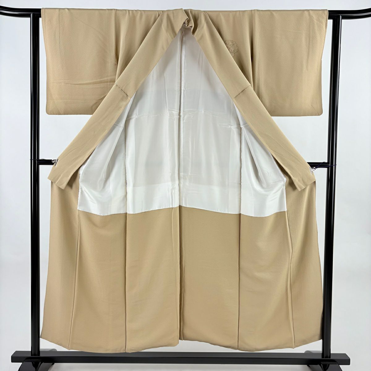 付下 身長150.5cm 袖長61.5cm S 雙層 雪輪 松樹竹子梅花 刺繡 淺茶 純蠶絲 秀品級