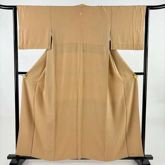 江戶小紋 身長157.5cm 袖長63cm S 雙層 萬筋 薄茶 純蠶絲 秀品級 一つ紋