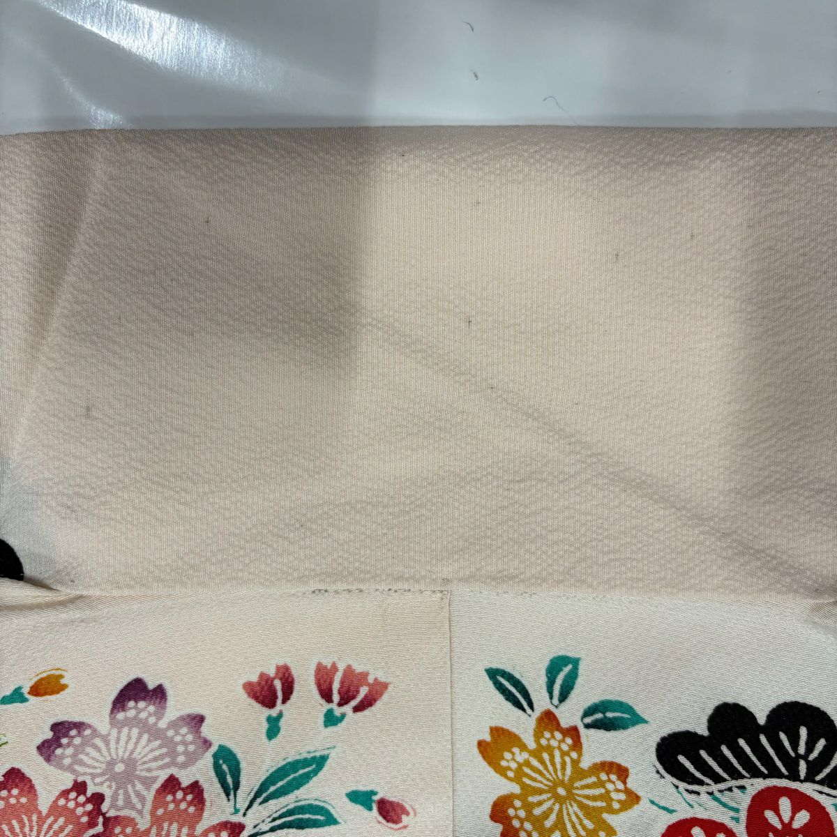 振袖禮服 身長155cm 袖長62cm S 雙層 松樹竹子梅花 草花紋紋 漸層 絞織 淺粉色 純蠶絲 優品級