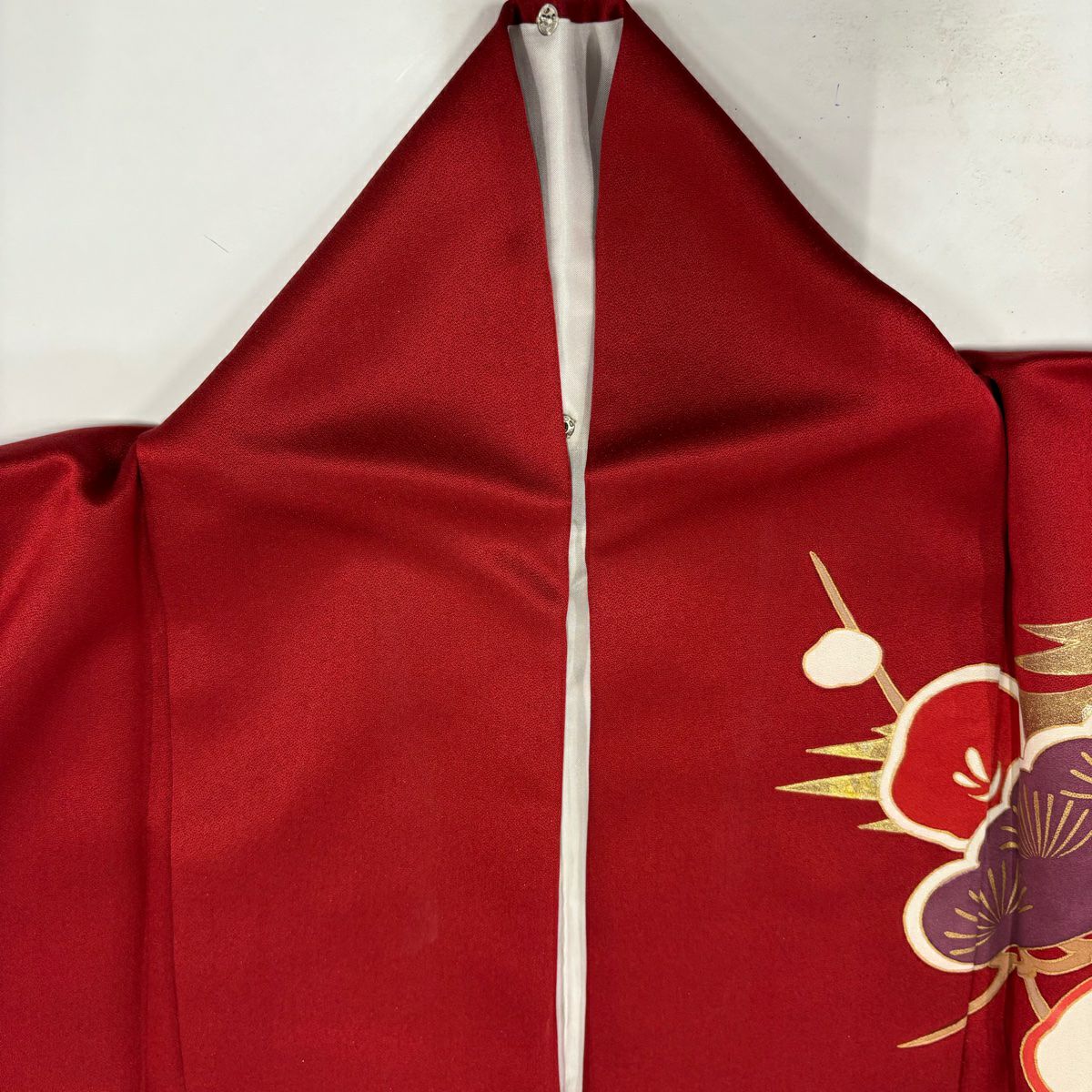 振袖禮服 身長162.5cm 袖長63cm S 雙層 牡丹 菊花 金銀彩 漸層 紅 純蠶絲 優品級