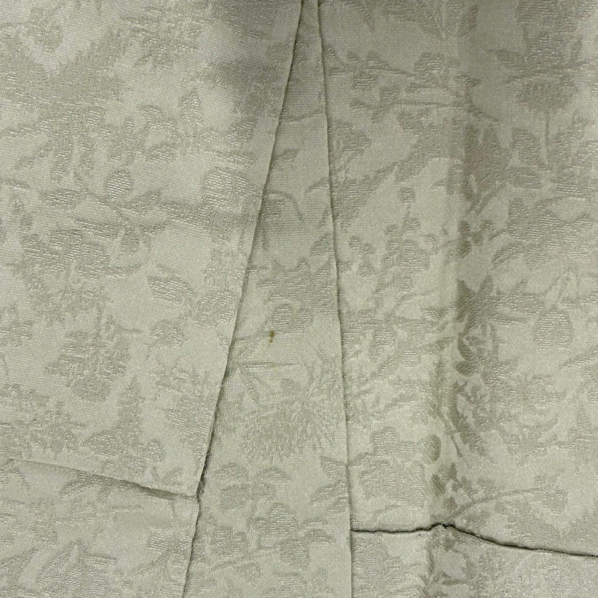 付下 身長162cm 袖長65cm M 雙層 草花紋紋 霞 金絲刺繡 抹茶 純蠶絲 秀品級 一つ紋