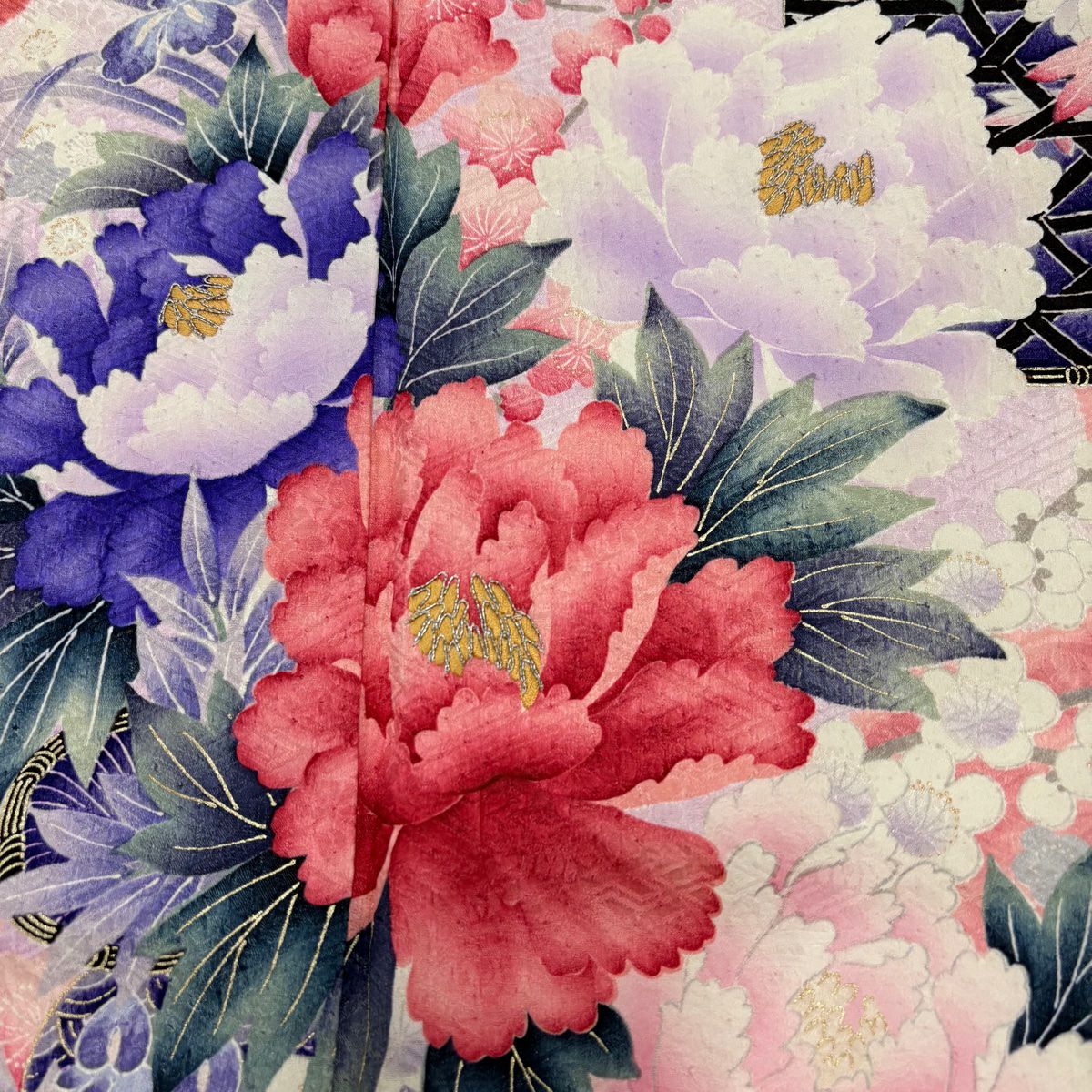 振袖禮服 身長160cm 袖長65cm M 雙層 花籠 波 銀糸 金銀彩 粉紅 純蠶絲 秀品級