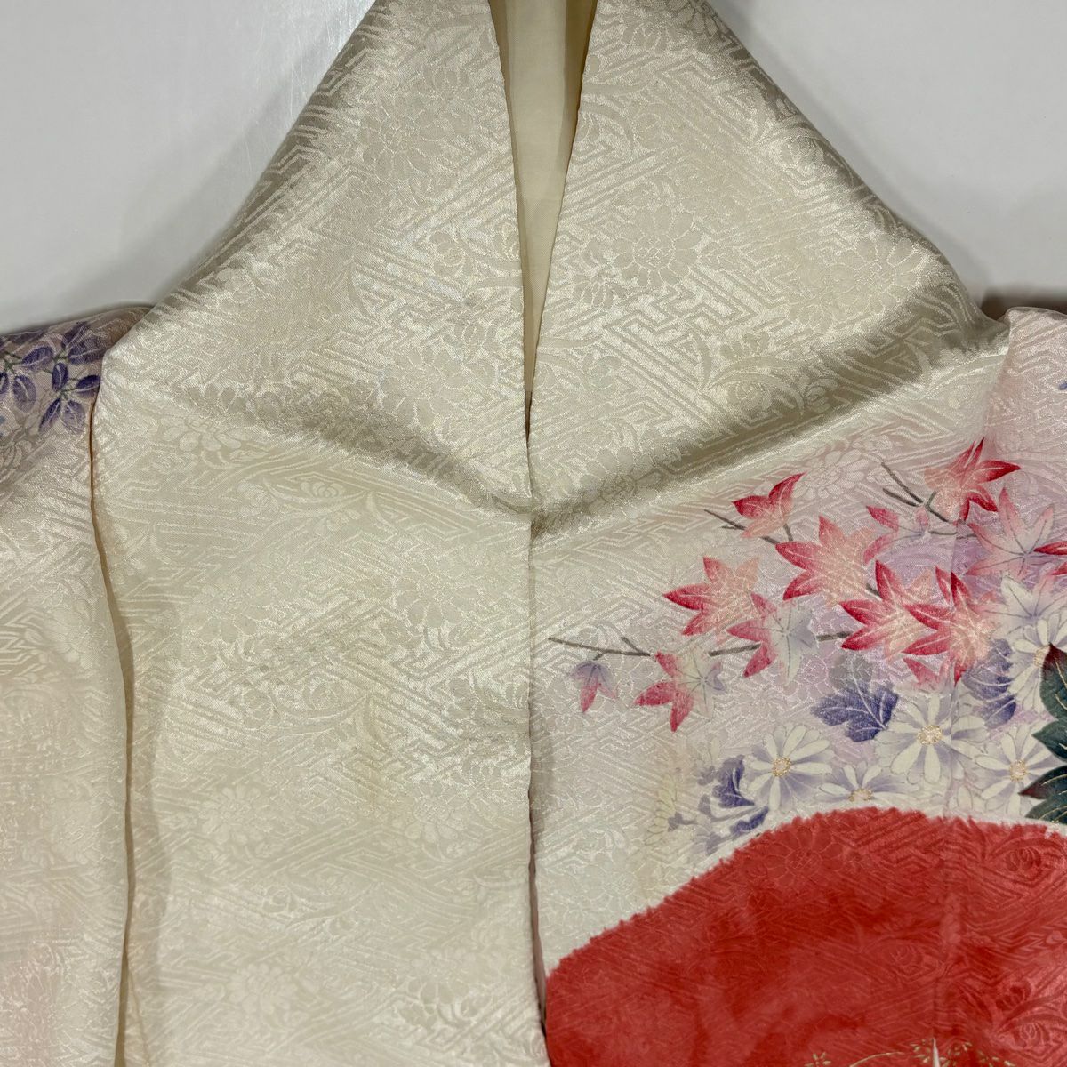 振袖禮服 身長160cm 袖長65cm M 雙層 花籠 波 銀糸 金銀彩 粉紅 純蠶絲 秀品級