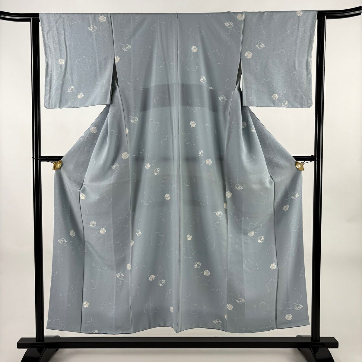 小紋 身長152.5cm 袖長62.5cm S 雙層 樱花 葡萄 水色 純蠶絲 秀品級