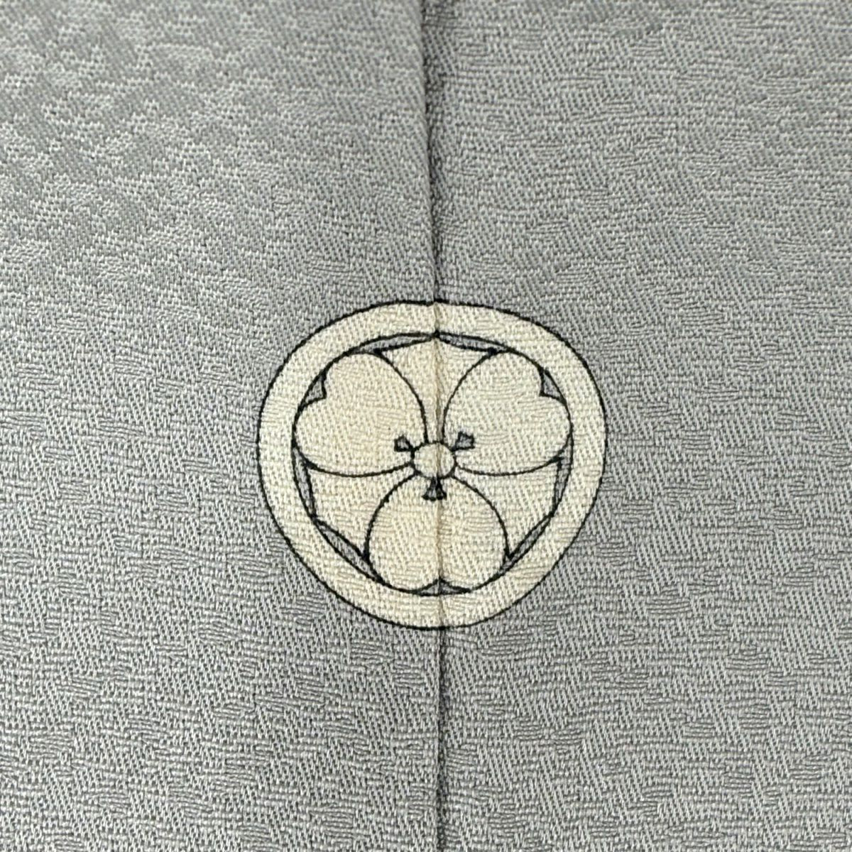 灰色留袖禮服 身長163.5cm 袖長67cm M 雙層 建物 松樹竹子梅花 金絲 金銀彩 純蠶絲 秀品級 一個紋