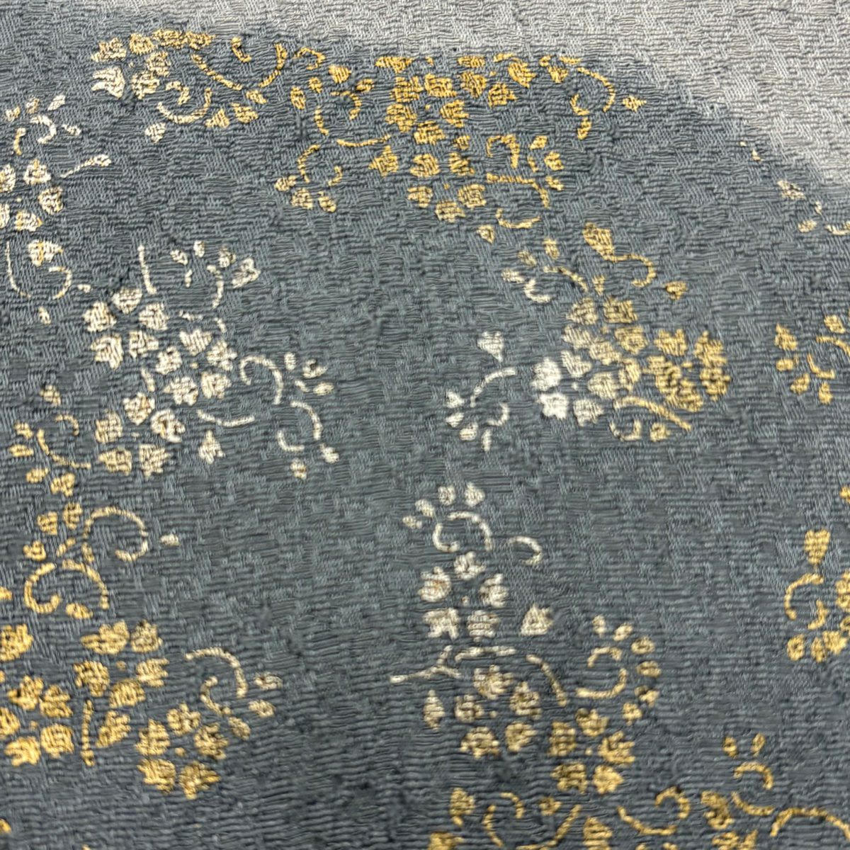 付下 身長163cm 袖長69cm L 雙層 花丸紋 霞 金銀彩 刺繡 灰 純蠶絲 秀品級