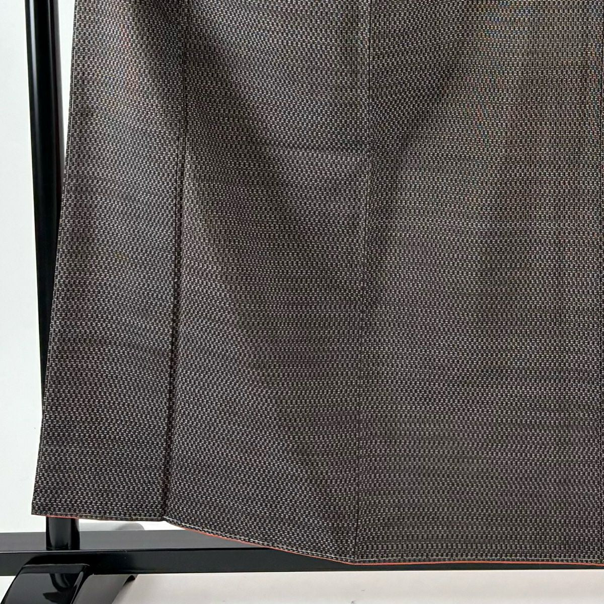 【美品】 紬織 身長159.5cm 袖長65cm M 雙層 證書齊全 幾何圖案 焦茶 純蠶絲 優品級