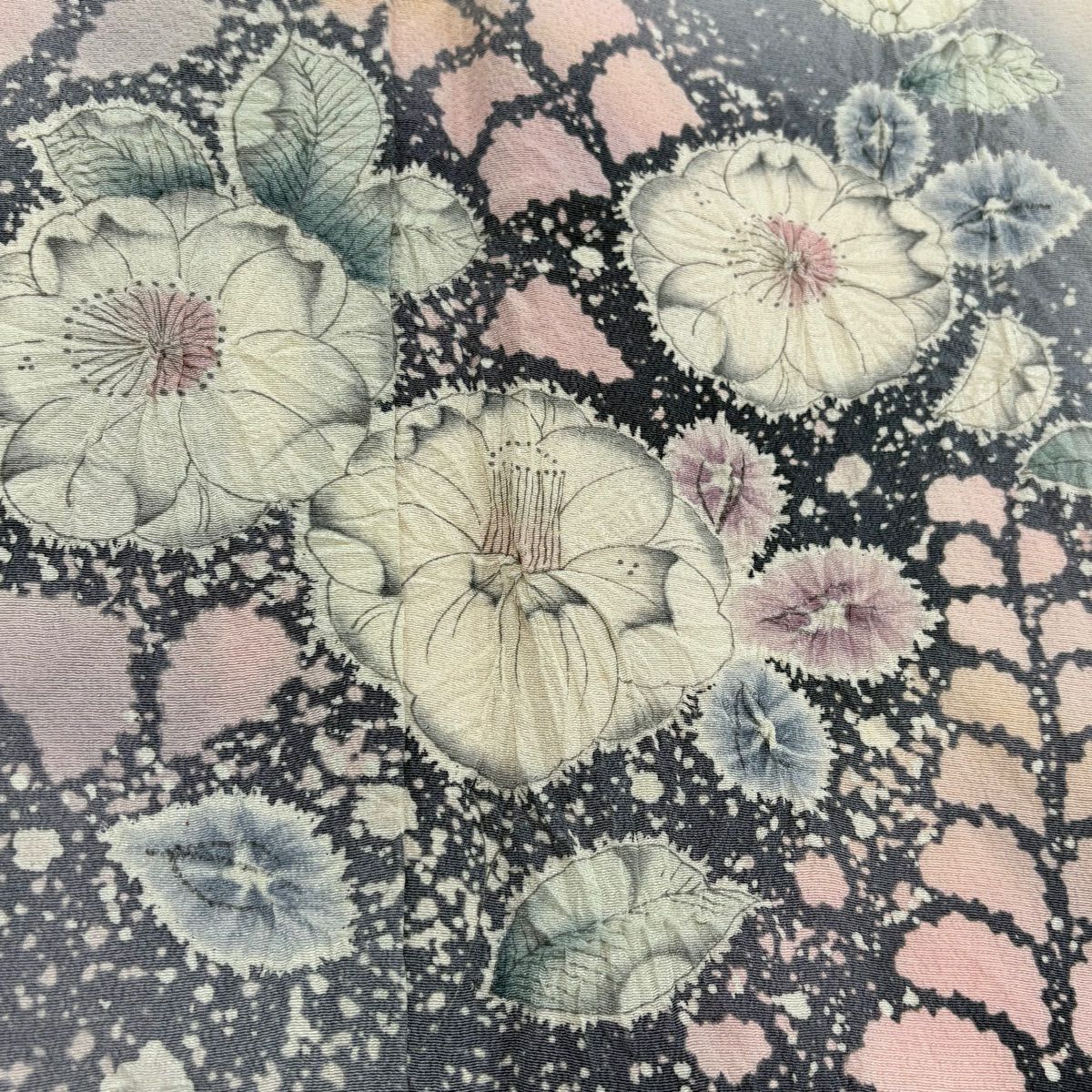 訪問服 身長160cm 袖長63.5cm S 雙層 翠山工房 落款あり 辻花染 漸層 粉紅 純蠶絲 名品級 一つ紋