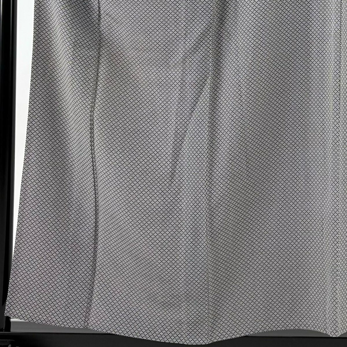 小紋 身長157cm 袖長63cm S 單層 七寶 灰 純蠶絲 名品級 一つ紋