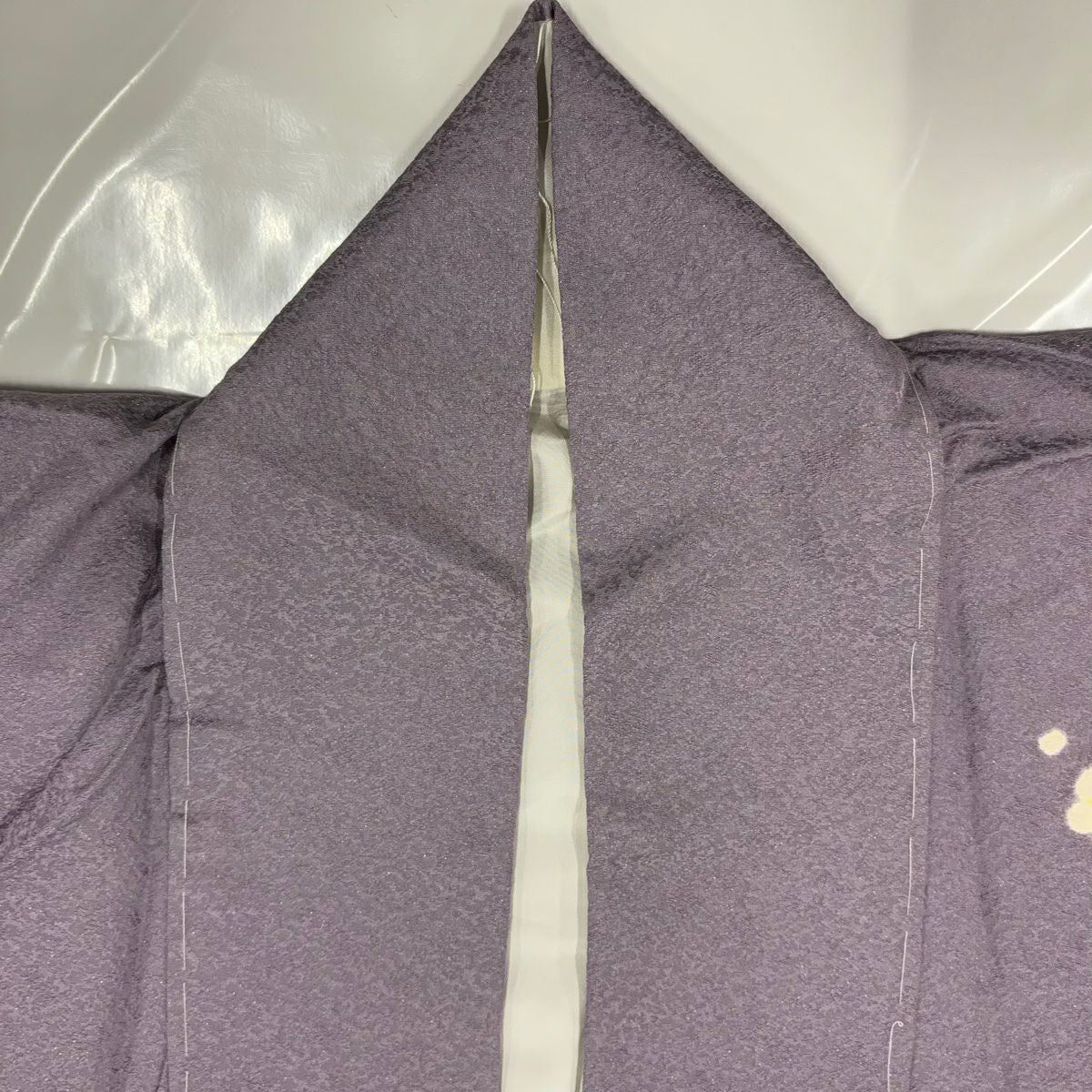 訪問服 身長161cm 袖長66cm M 雙層 梅花花 銀通 絞染 淺紫 純蠶絲 名品級