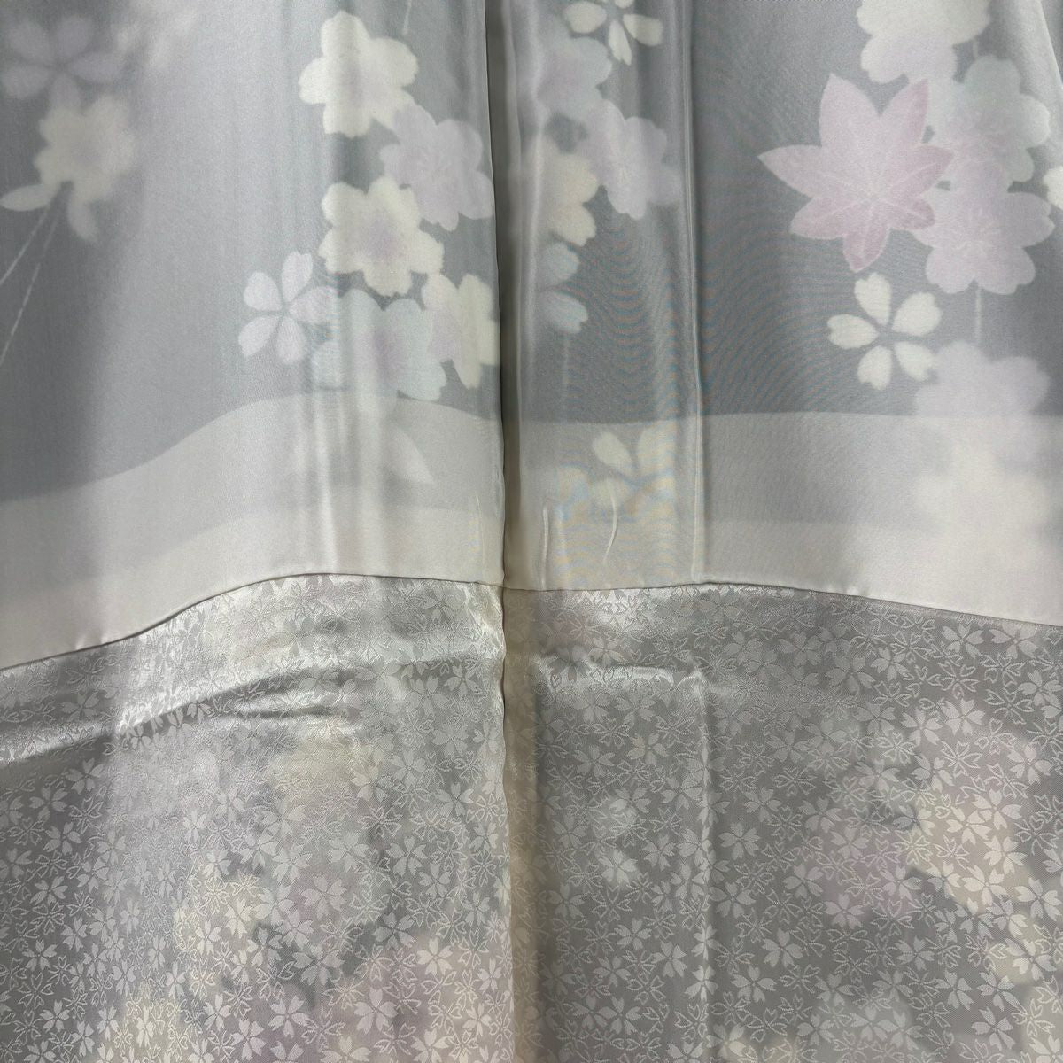 【美品】振袖禮服 身長169cm 袖長69cm L 雙層 藥玉 垂枝櫻 銀通 金絲 深綠 純蠶絲 逸品級