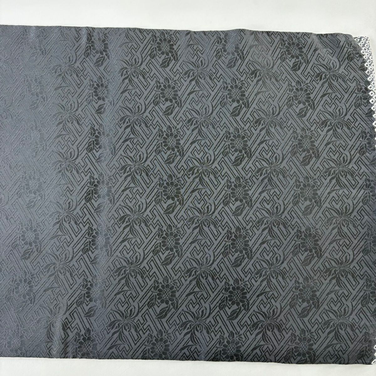 【美品】 名古屋帶 逸品級 花 霞 絞染 灰色 純蠶絲