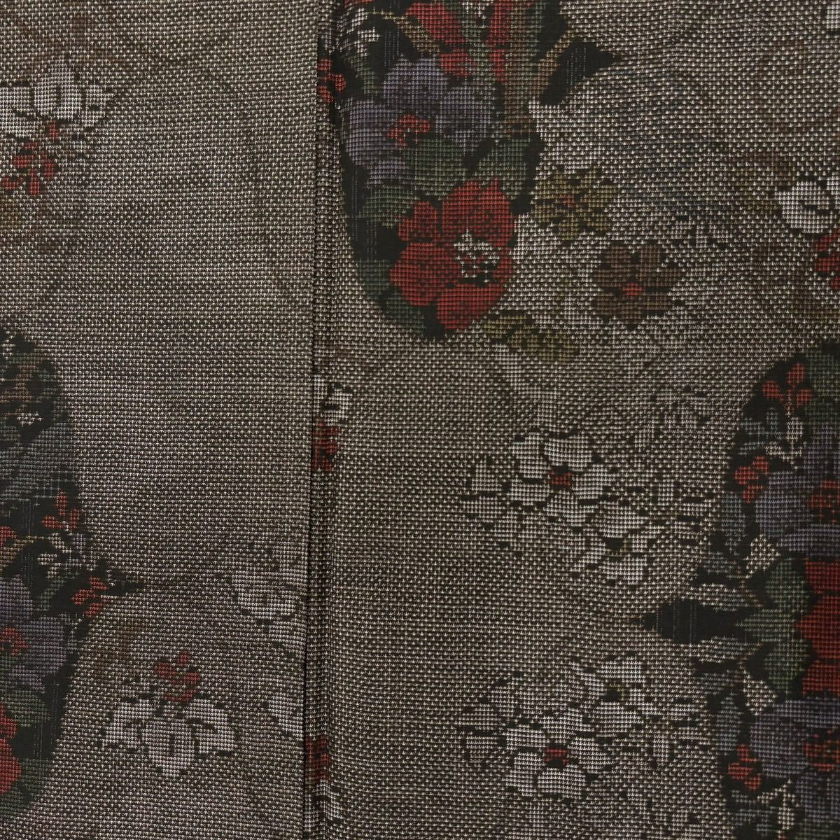 【美品】 大島織 身長163cm 袖長65.5cm M 雙層 純泥染 證書附帶 草花紋紋 焦茶 純蠶絲 名品級