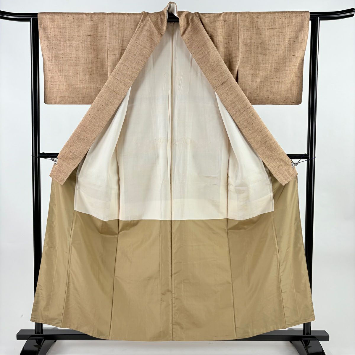 紬織 身長157.5cm 袖長63cm S 雙層 茶 純蠶絲 秀品級
