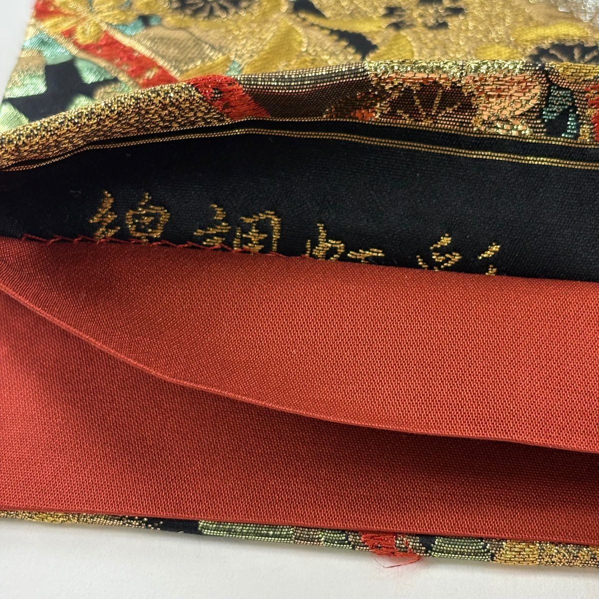 【美品】 袋帶 秀品級 櫻花 幾何學 金金箔 金絲 金色 六通 純蠶絲