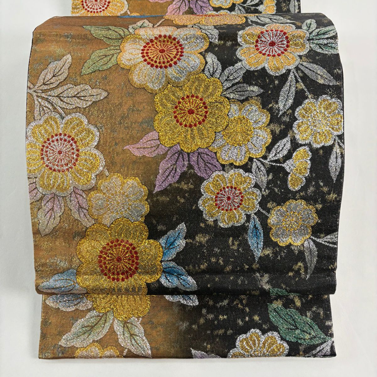 袋帶 秀品級 振袖禮服禮服用 櫻花 金金箔 金色 六通 純蠶絲