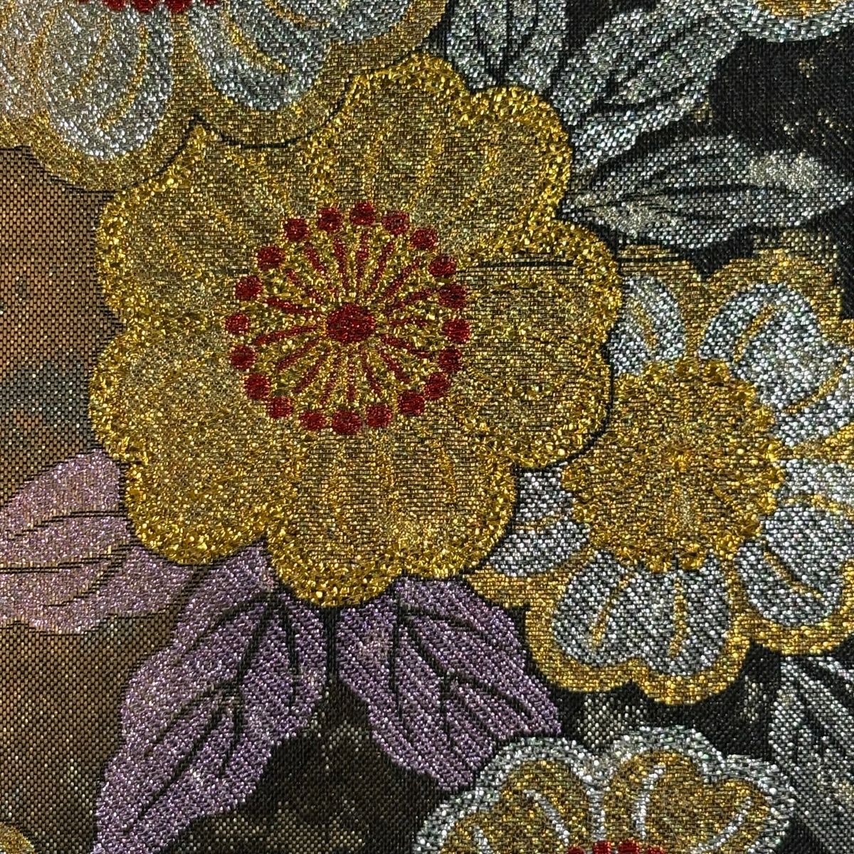 袋帶 秀品級 振袖禮服禮服用 櫻花 金金箔 金色 六通 純蠶絲