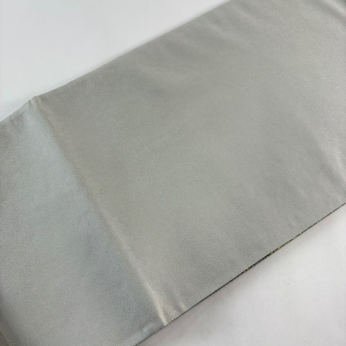 【美品】 袋帶 優品級 草花紋幾何紋 金銀線 金金箔 灰綠 六通 純蠶絲