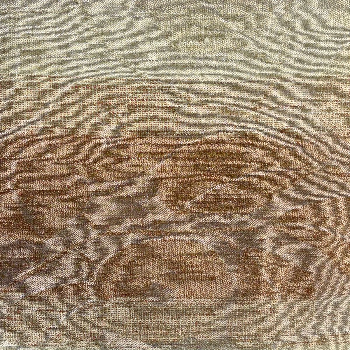 【美品】 袋帶 秀品級 草花紋紋 段紋 金金箔 金色 全通 純蠶絲