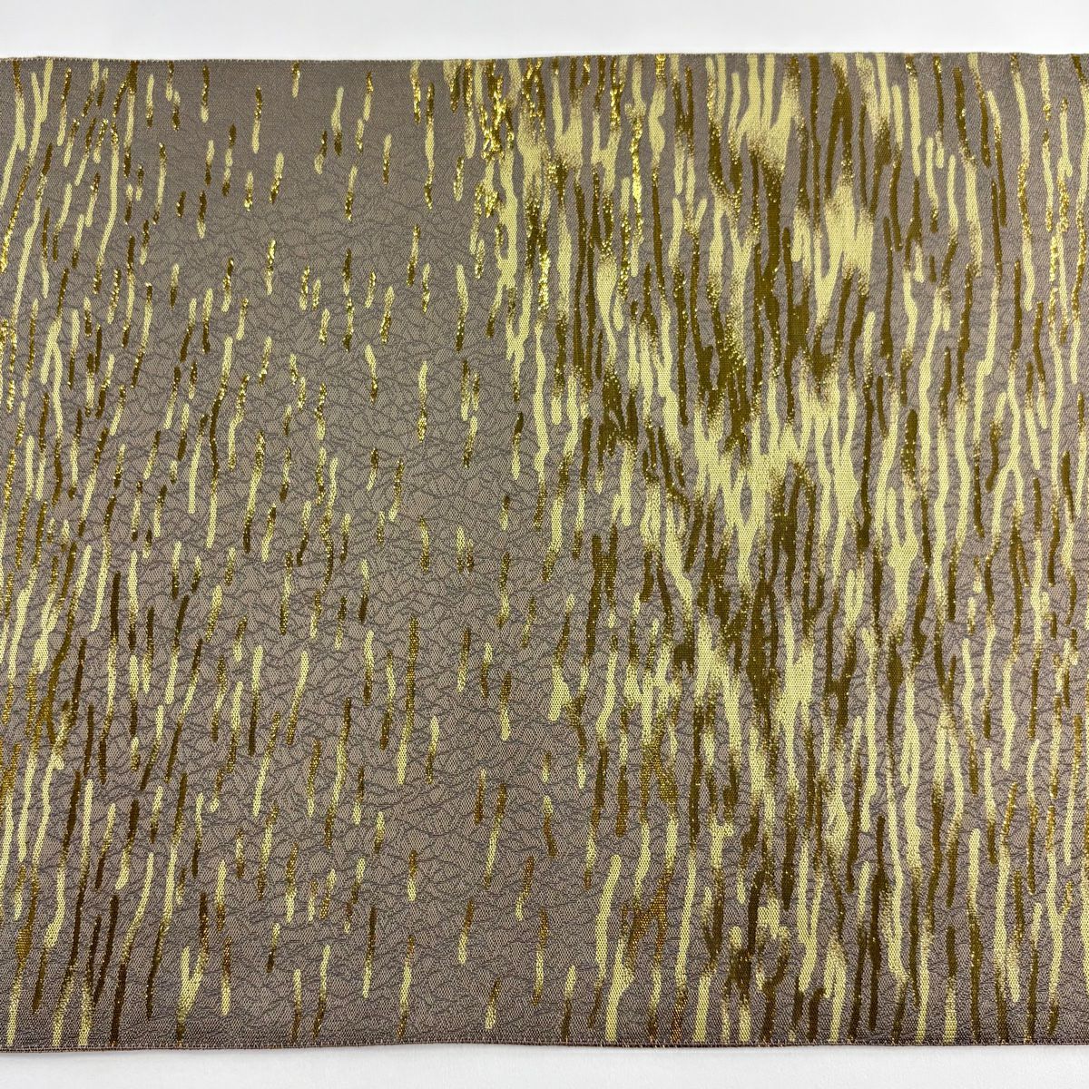【美品】 袋帶 逸品級 附落款 誠之輔 波 金金箔 灰色 全通 純蠶絲