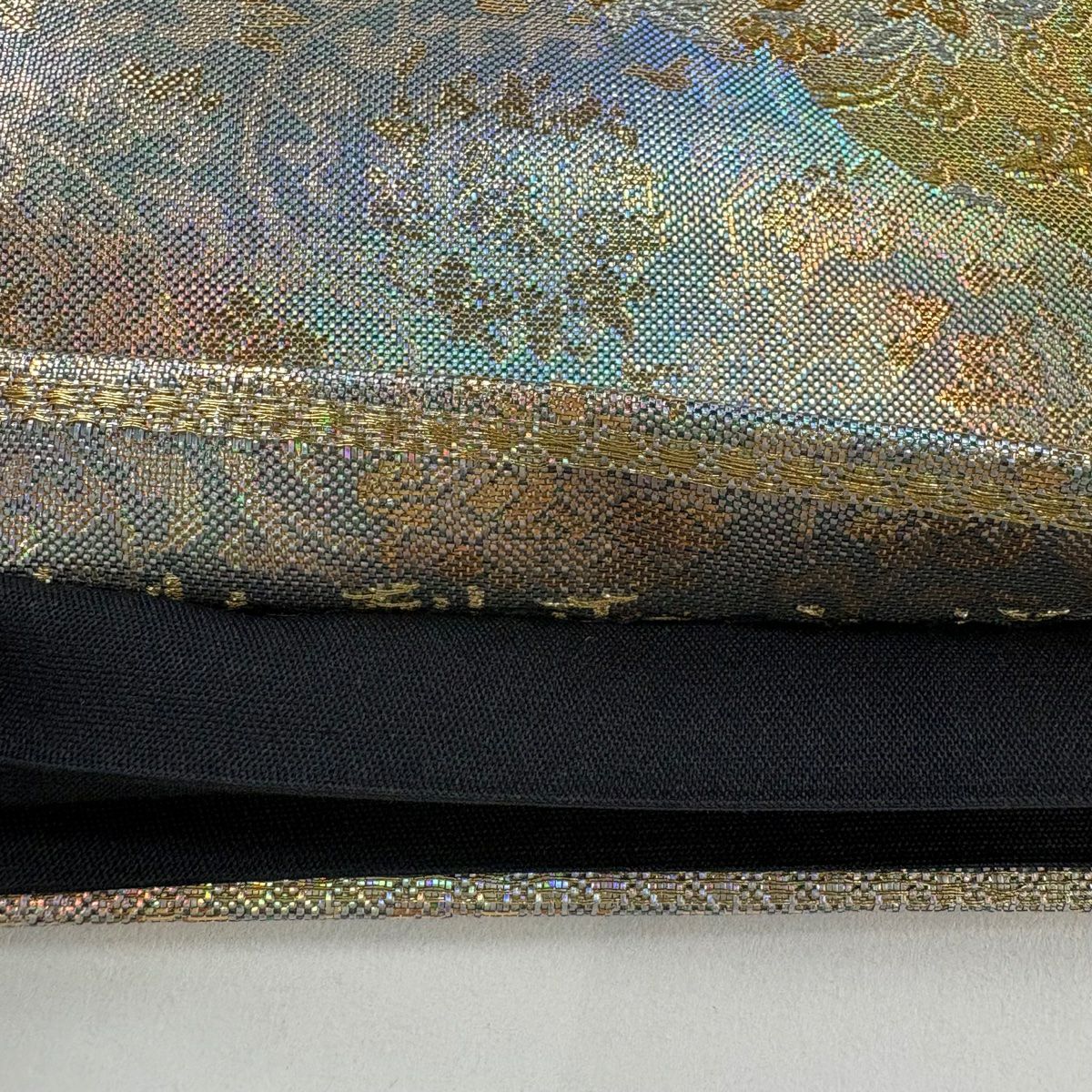 【美品】 袋帶 秀品級 華紋 向鳥 金銀線 金金箔 淺綠 六通 純蠶絲