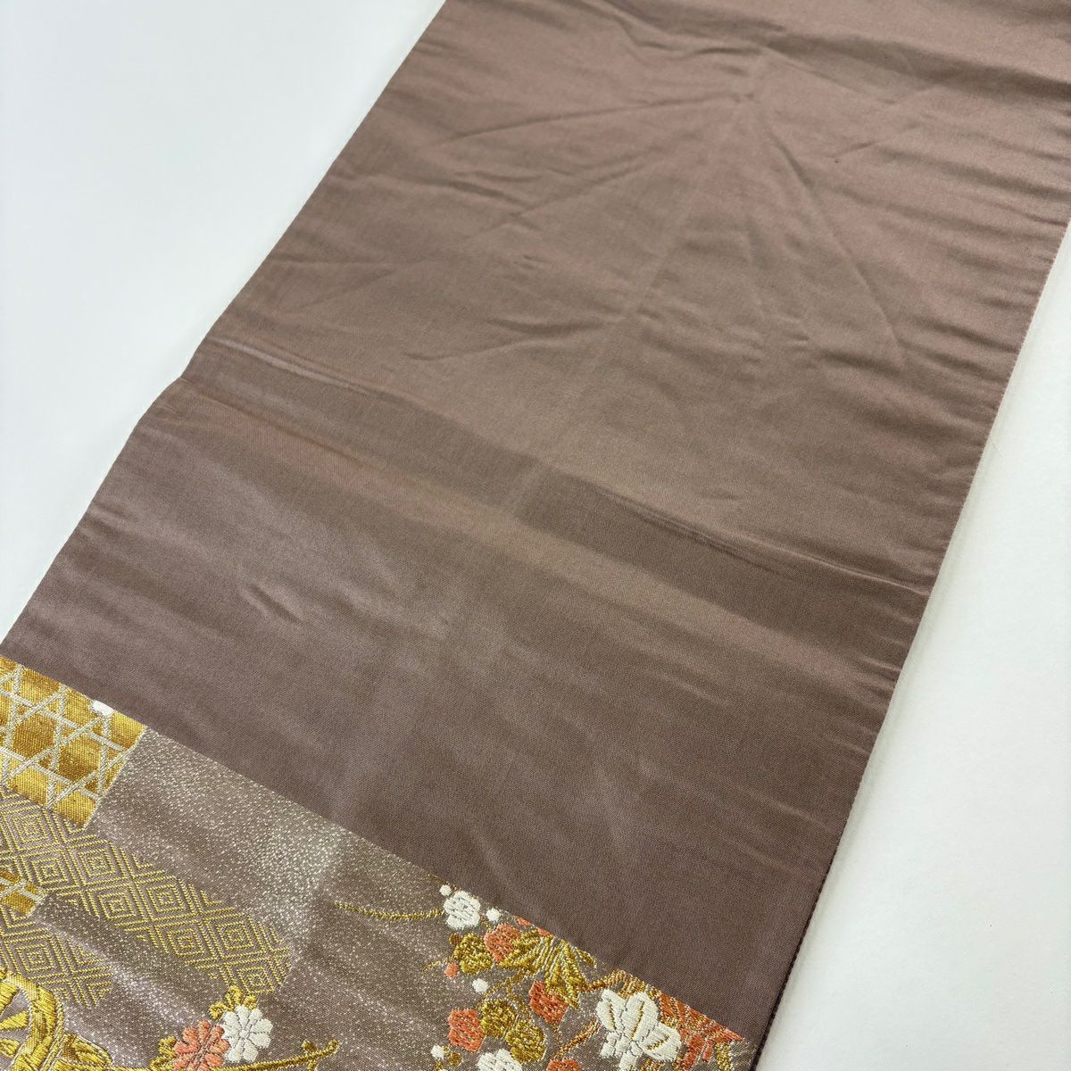 袋帶 秀品級 花車 波 金金箔 金絲 灰紫 六通 純蠶絲