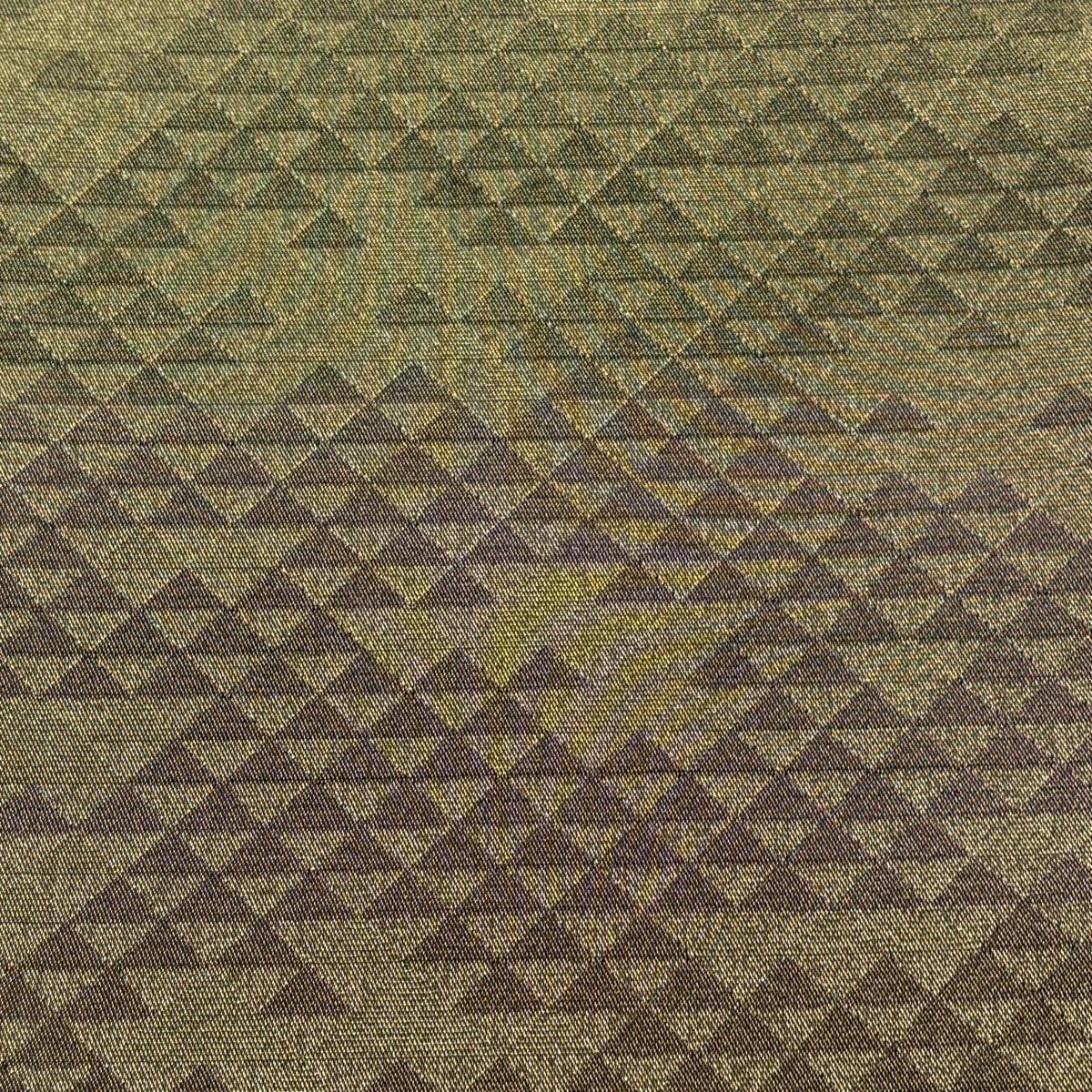 【美品】 袋帶 秀品級 鱗 金絲 茶綠 全通 純蠶絲