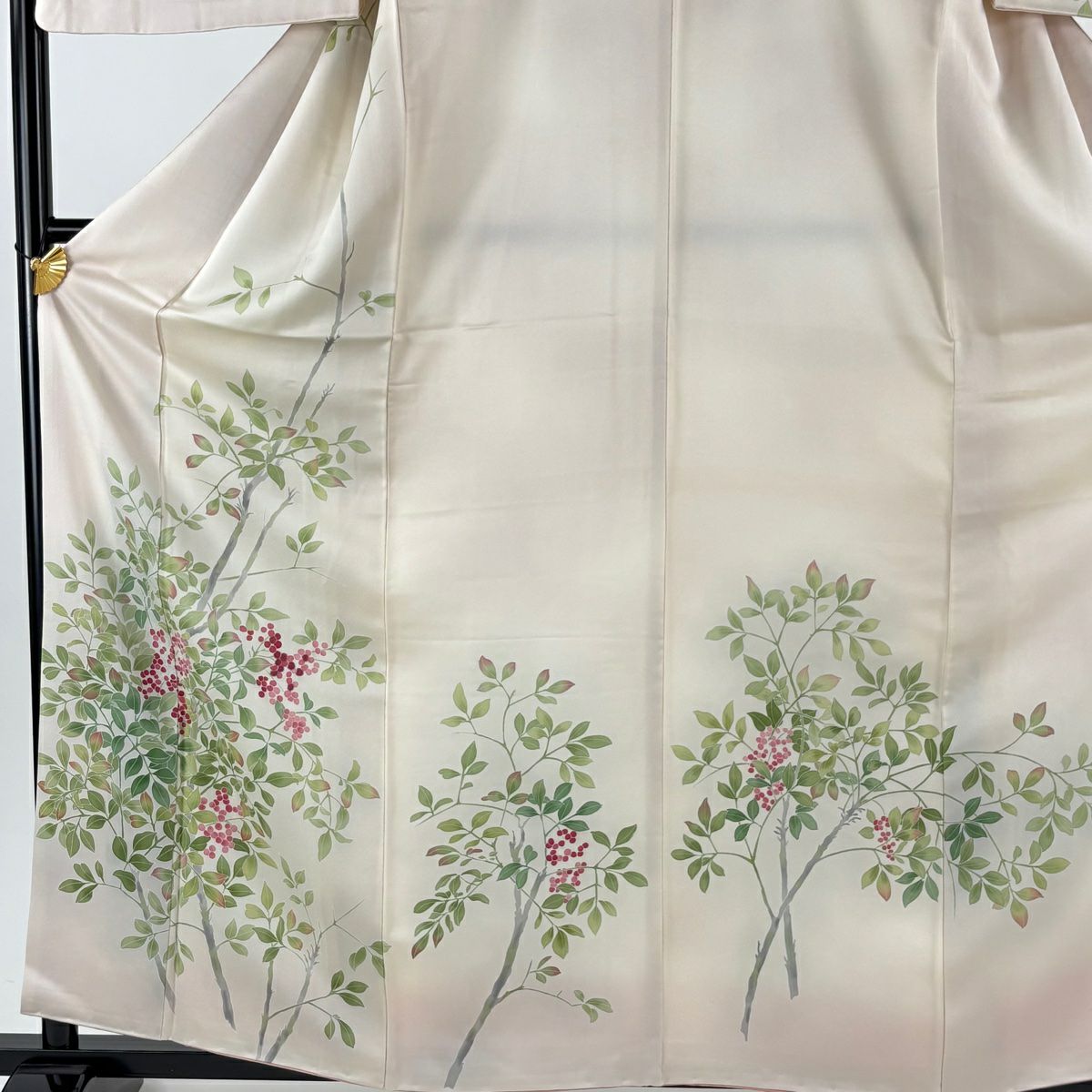 訪問服 身長160.5cm 袖長65.5cm M 雙層 袋帶套裝 葉與果實 刺繡 金線 淺粉色 純蠶絲 優品級