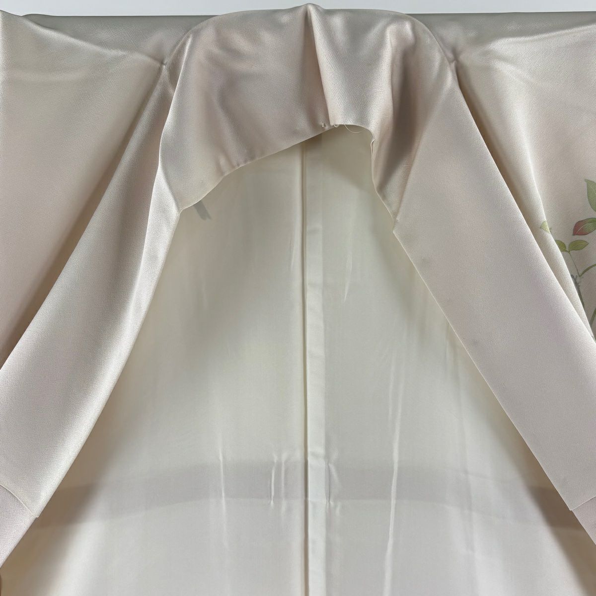 訪問服 身長160.5cm 袖長65.5cm M 雙層 袋帶套裝 葉與果實 刺繡 金線 淺粉色 純蠶絲 優品級