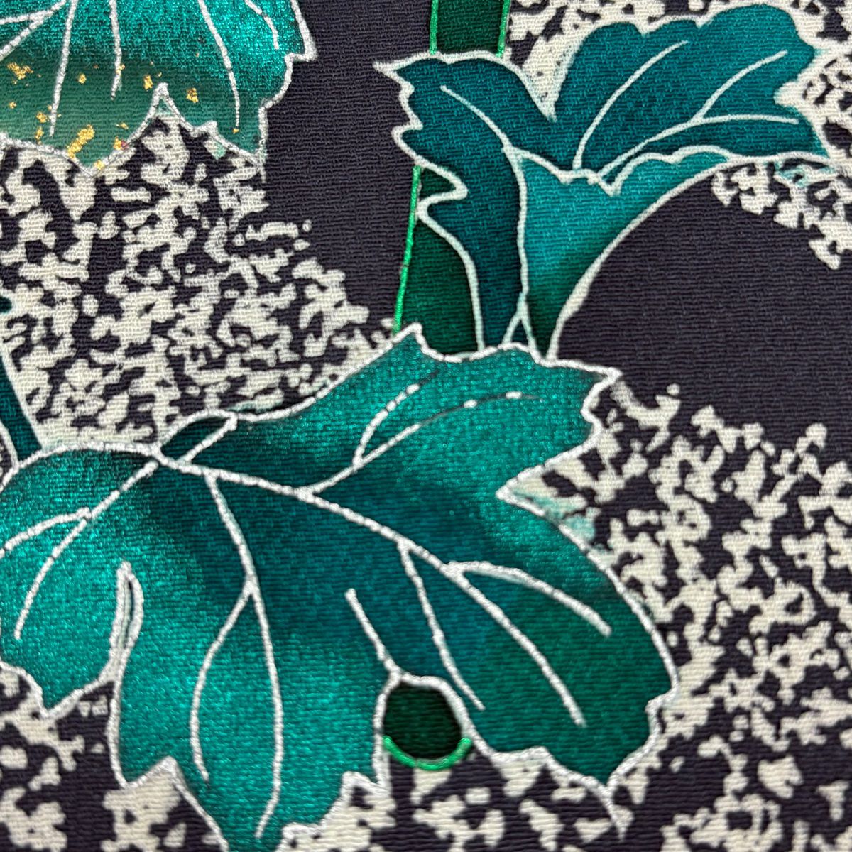 付下 身長161cm 袖長65cm M 雙層 菊花 金銀彩 黑灰 純蠶絲 優品級