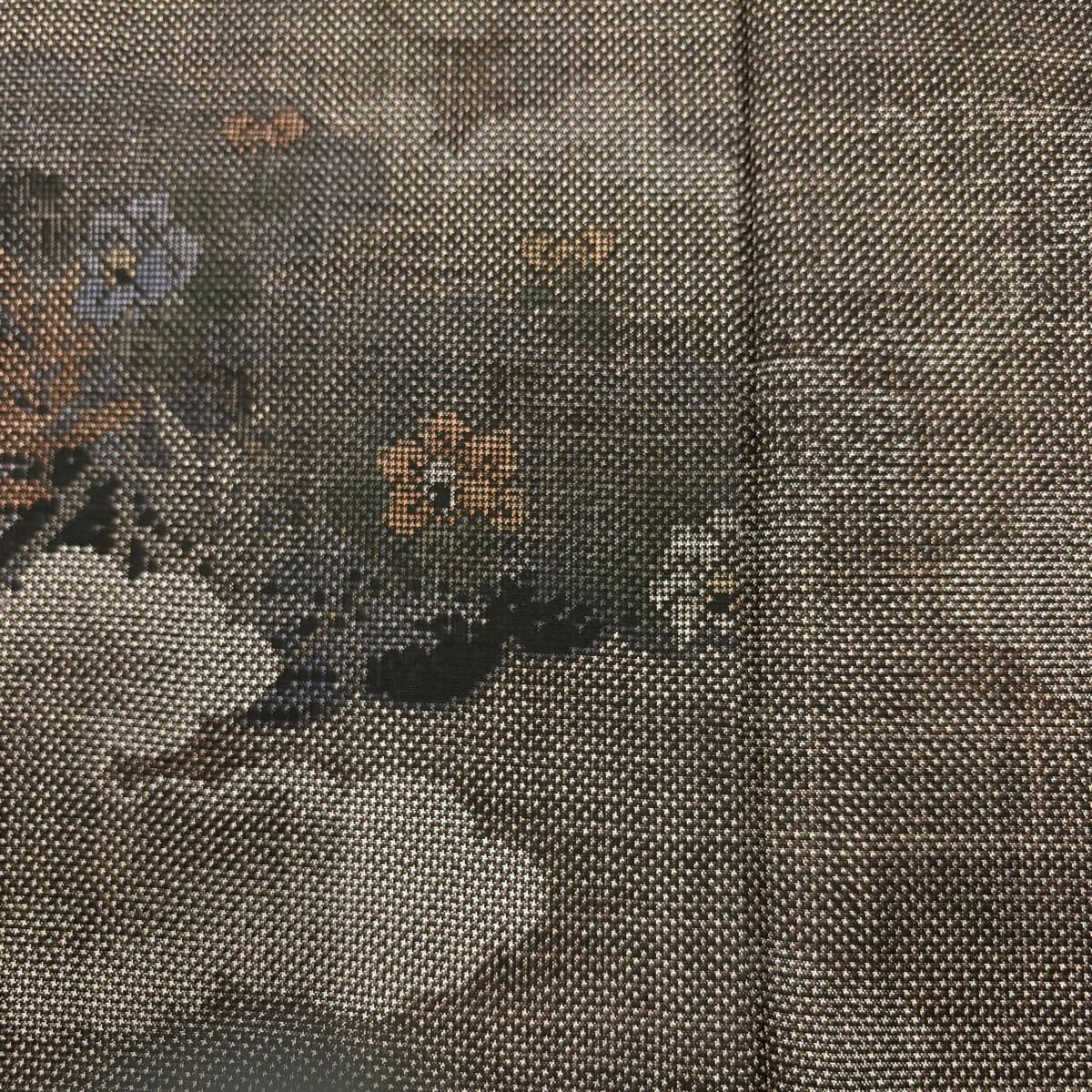 【美品】 紬織 身長167cm 袖長65cm M 雙層 雲文 草花紋紋 焦茶 純蠶絲 秀品級