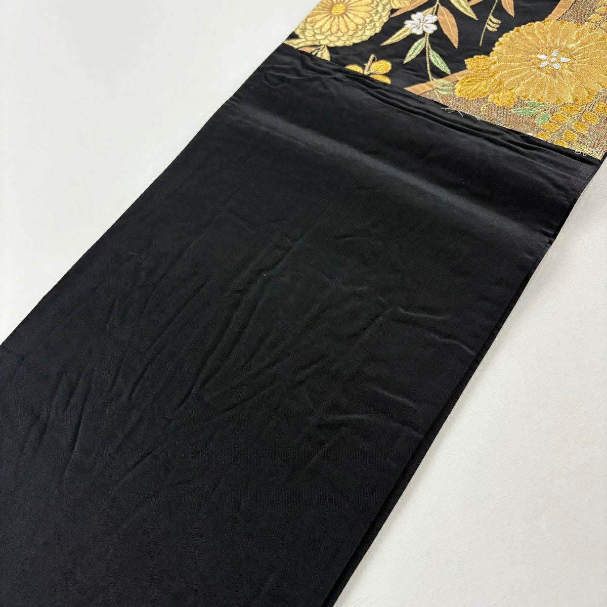 袋帶 秀品級 菊花 枝梅花 金絲 金金箔 黑 六通 純蠶絲