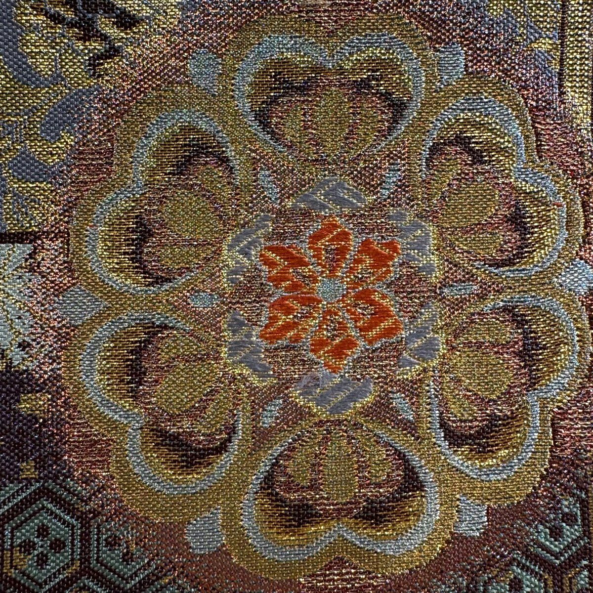 【美品】 袋帶 秀品級 姬物語 華紋 花鳥 金絲 金金箔 金色 六通 純蠶絲