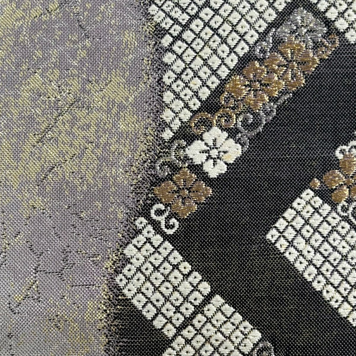 【美品】 袋帶 秀品級 有落款 桧垣取獻上文 花菱 金銀糸 金金箔 銀 六通 純蠶絲