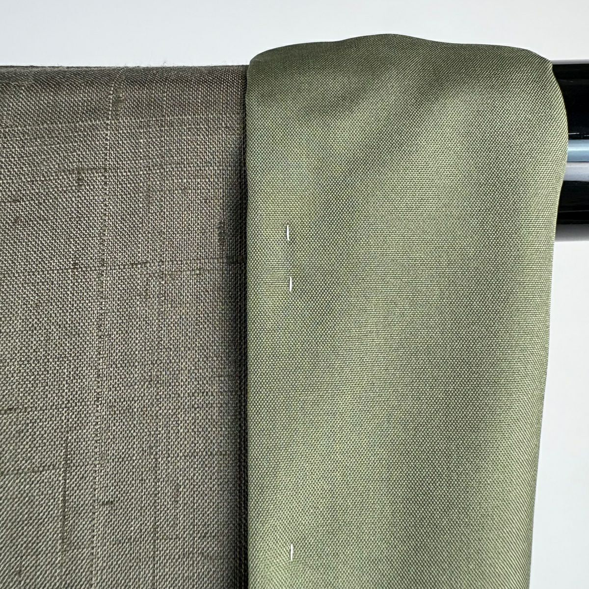 小紋 身長150.5cm 袖長63cm S 雙層 生紬織織 草花紋紋 茶綠 純蠶絲 逸品級