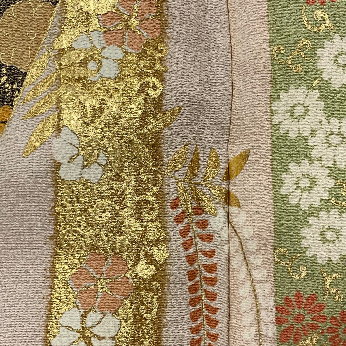 振袖禮服 身長164cm 袖長67.5cm L 雙層 菊花 旋梅花 金銀彩 漸層 水藍 純蠶絲 優品級