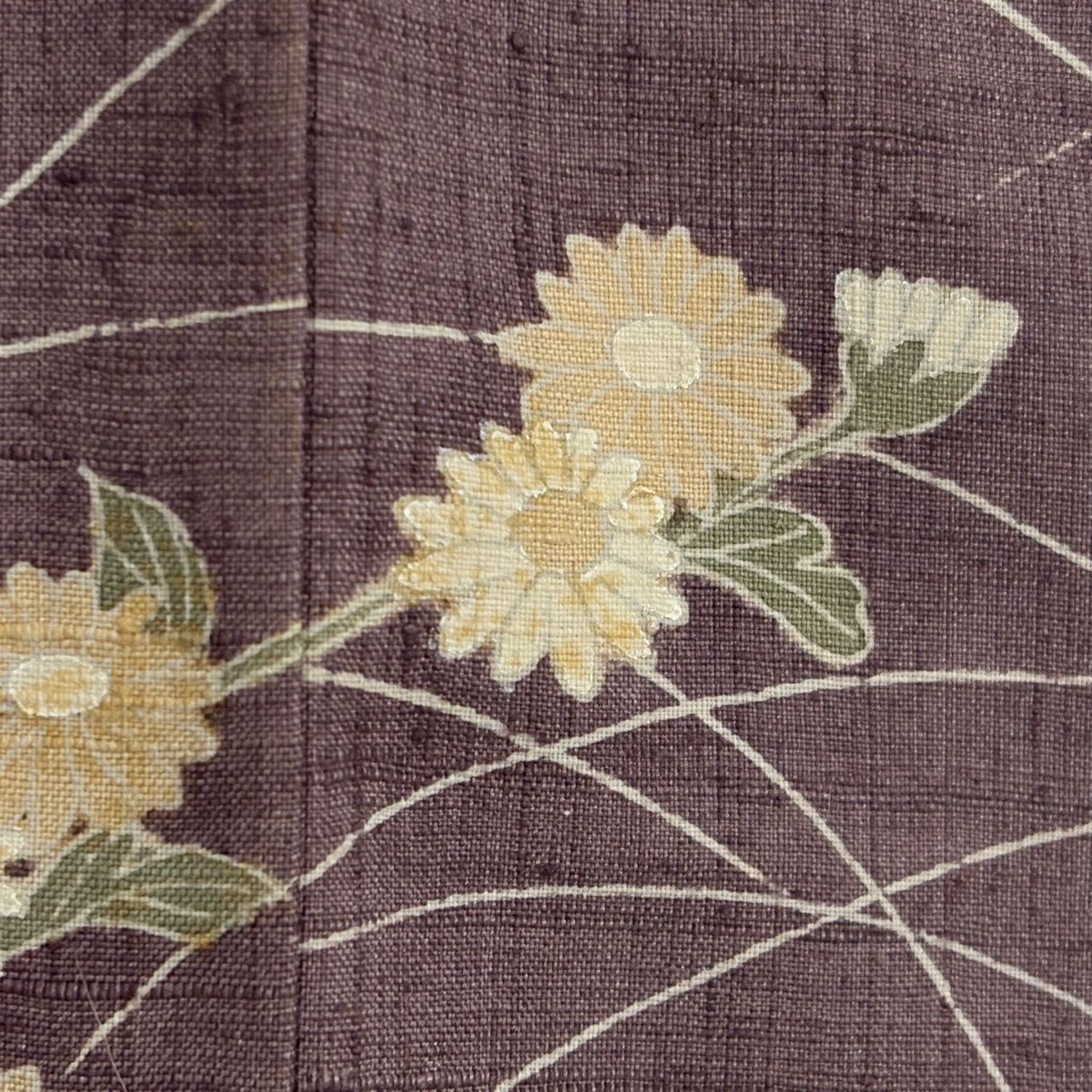 訪問服 身長160cm 袖長65cm M 雙層 秋草 紬織織 刺繡 紫 純蠶絲 秀品級 一つ紋