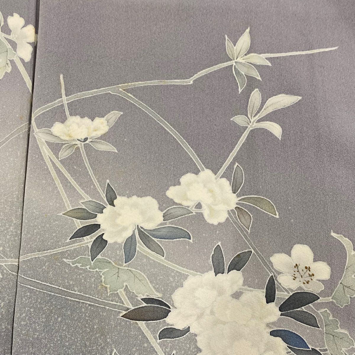 訪問服 身長158.5cm 袖長63.5cm S 雙層 山科春宣 有落款 枝花 染分 金彩裝飾 灰 純蠶絲 名品級