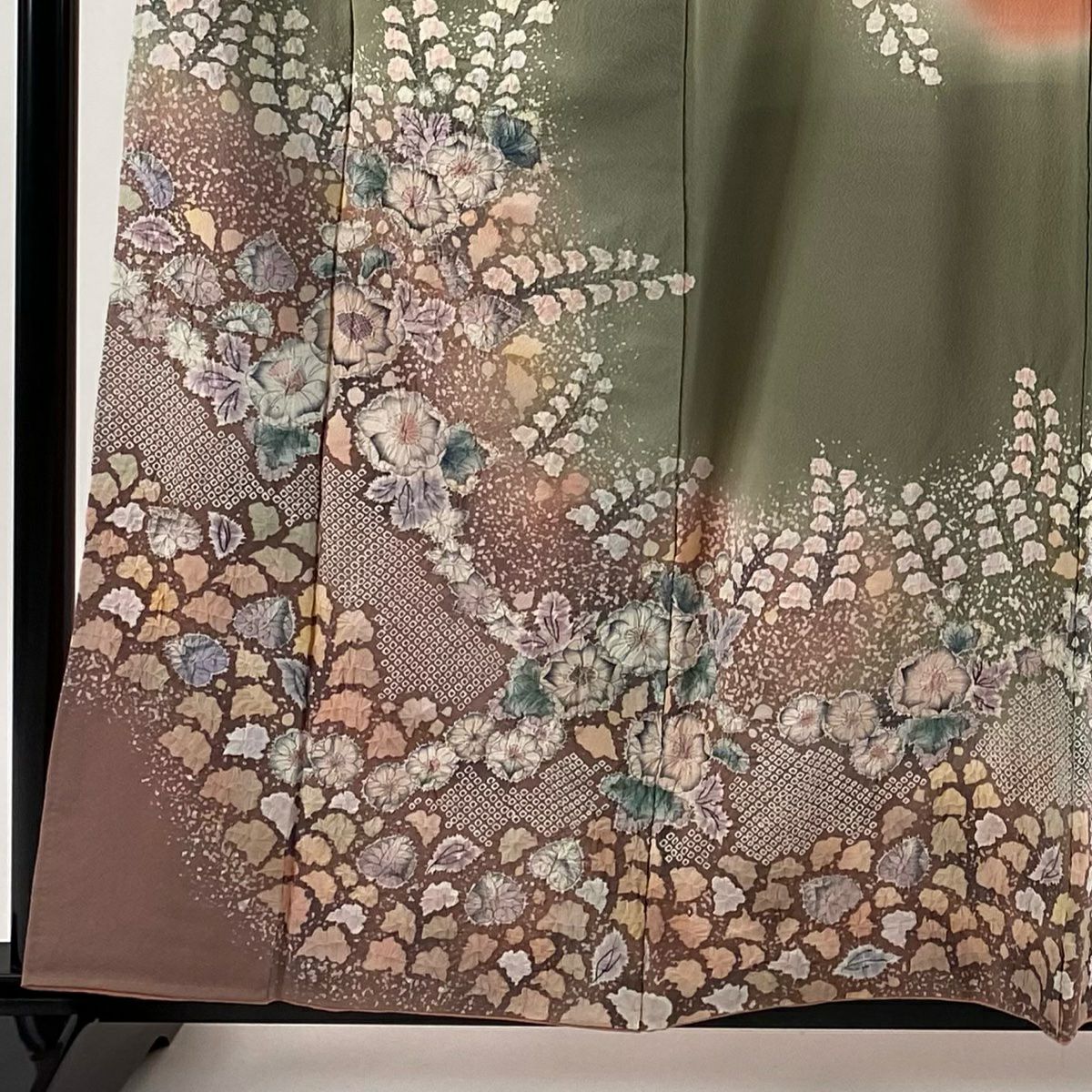 訪問服 身長159cm 袖長65.5cm M 雙層 翠山工房 有落款 辻花染 疋田 漸層 鮭粉色 純蠶絲 逸品級