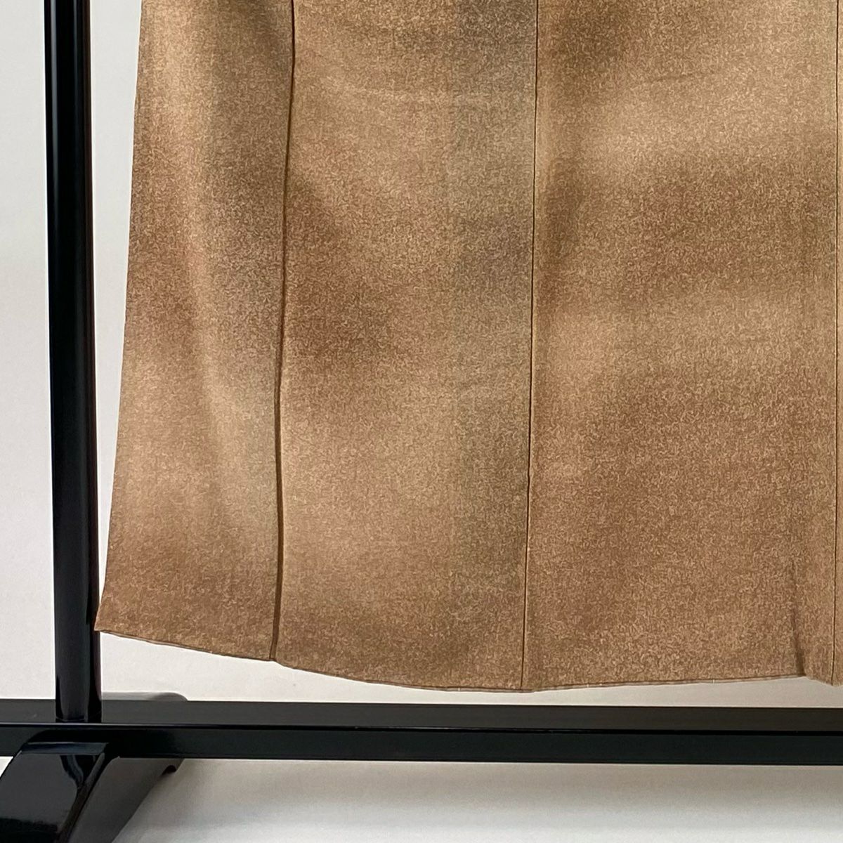 【美品】 付下 身長153.5cm 袖長62.5cm S 雙層 霞 幾何圖案 漸層 淺橙色 純蠶絲 優品級 一個紋