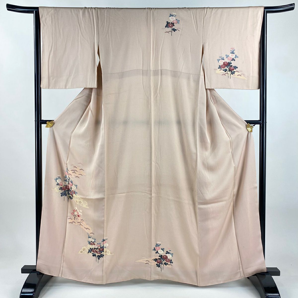 付下 身長163cm 袖長65cm M 雙層 松樹竹子梅花 菊花 粉紅 純蠶絲 優品級