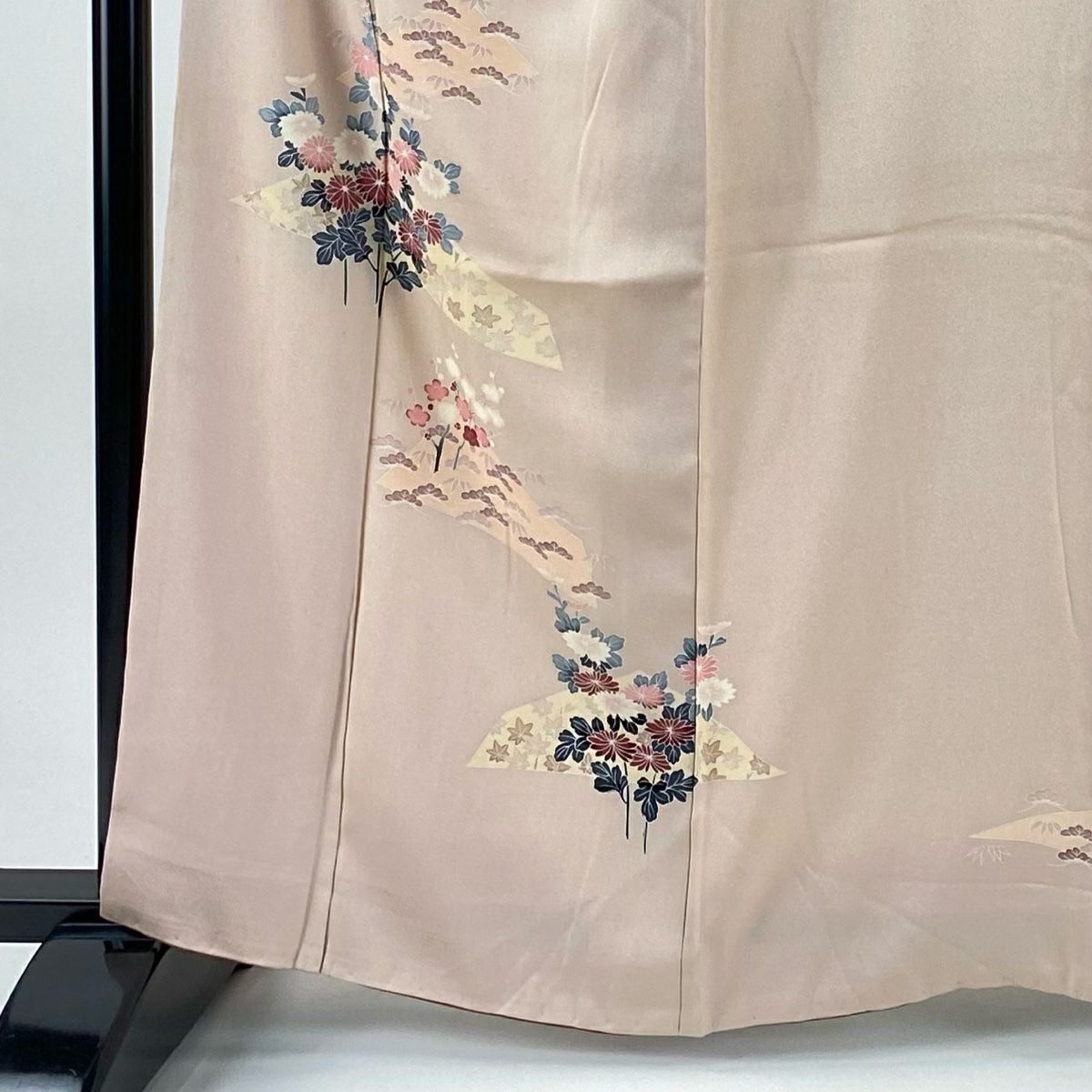 付下 身長163cm 袖長65cm M 雙層 松樹竹子梅花 菊花 粉紅 純蠶絲 優品級