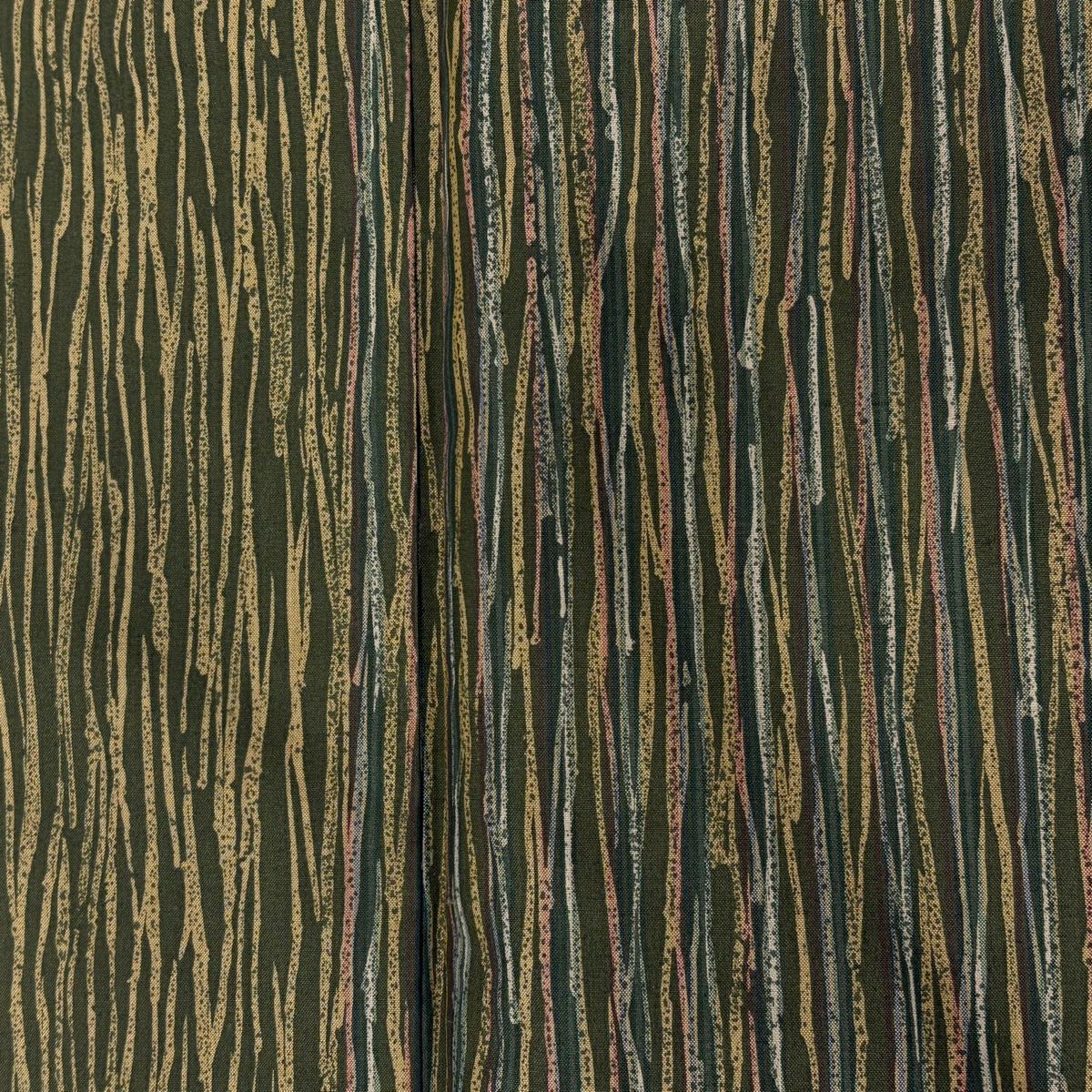 【美品】 小紋 身長160cm 袖長64.5cm M 雙層 紬織織 幾何學圖案 灰綠 純蠶絲 秀品級