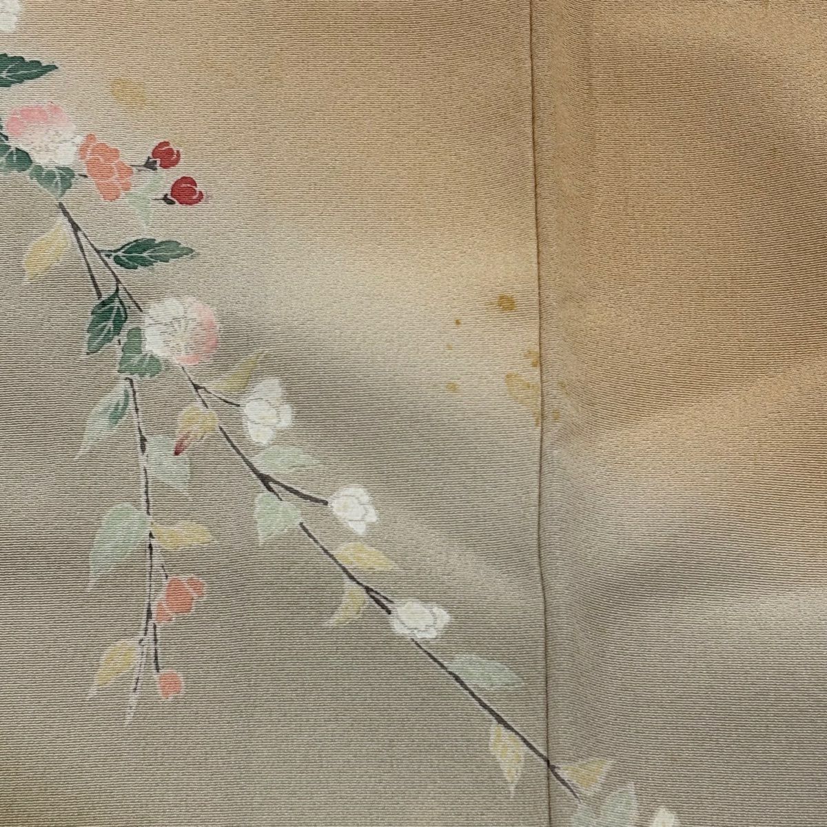 訪問服 身長153cm 袖長67cm M 雙層 落款有 童枝花 染分 ぼかし 淡茶 純蠶絲 優品級