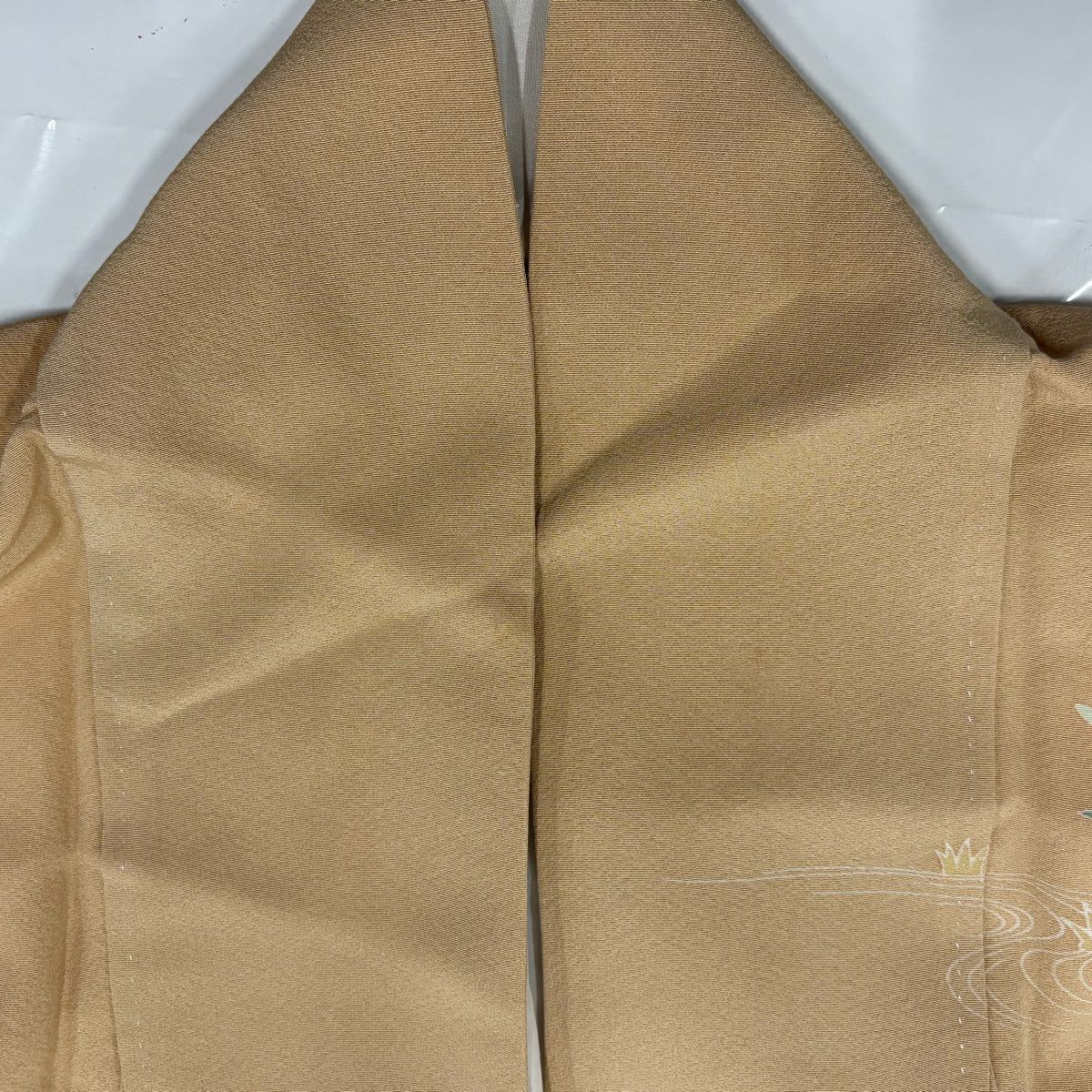 訪問服 身長153cm 袖長67cm M 雙層 落款有 童枝花 染分 ぼかし 淡茶 純蠶絲 優品級
