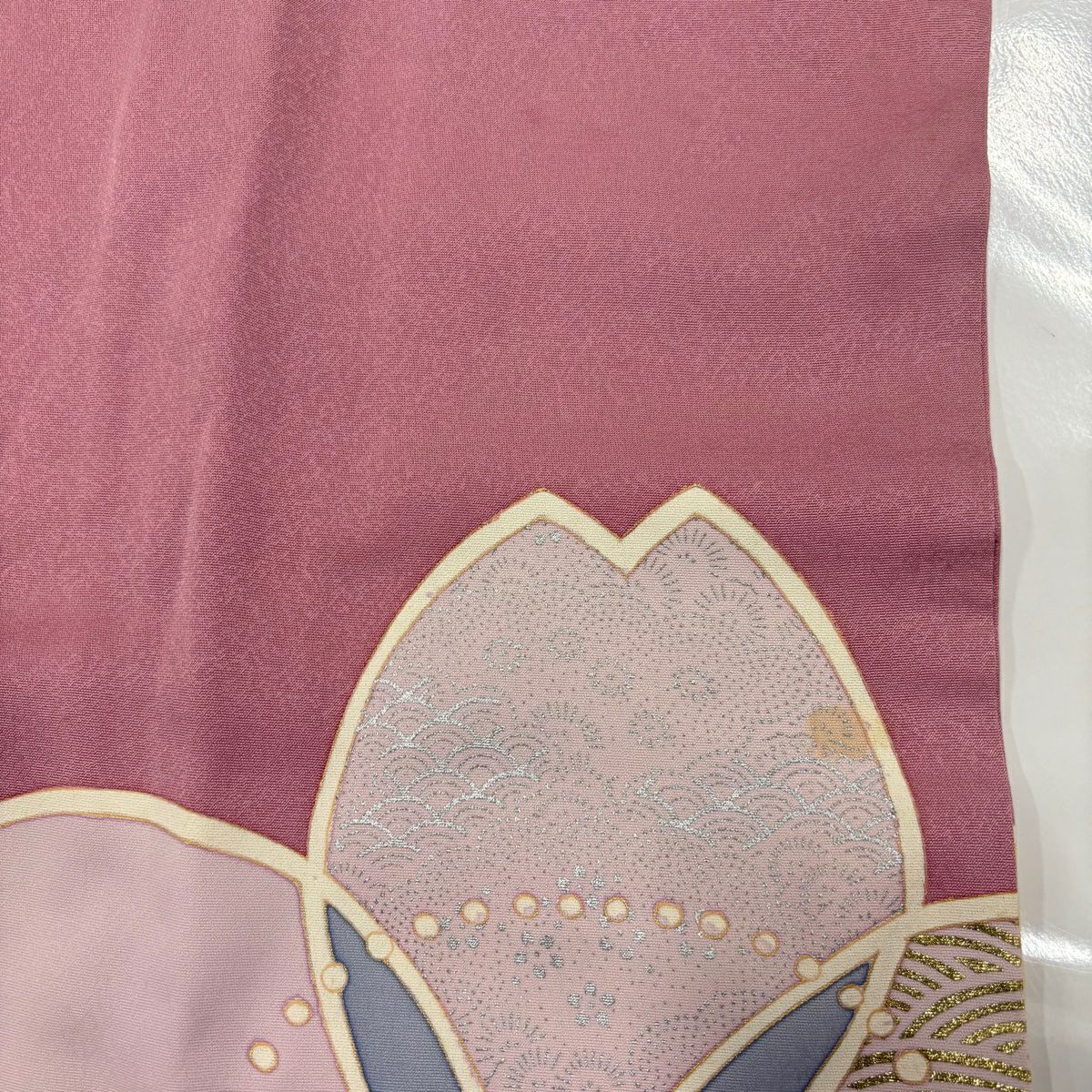 振袖禮服 身長150.5cm 袖長63cm S 雙層 櫻花 金銀彩 粉紅 純蠶絲 秀品級