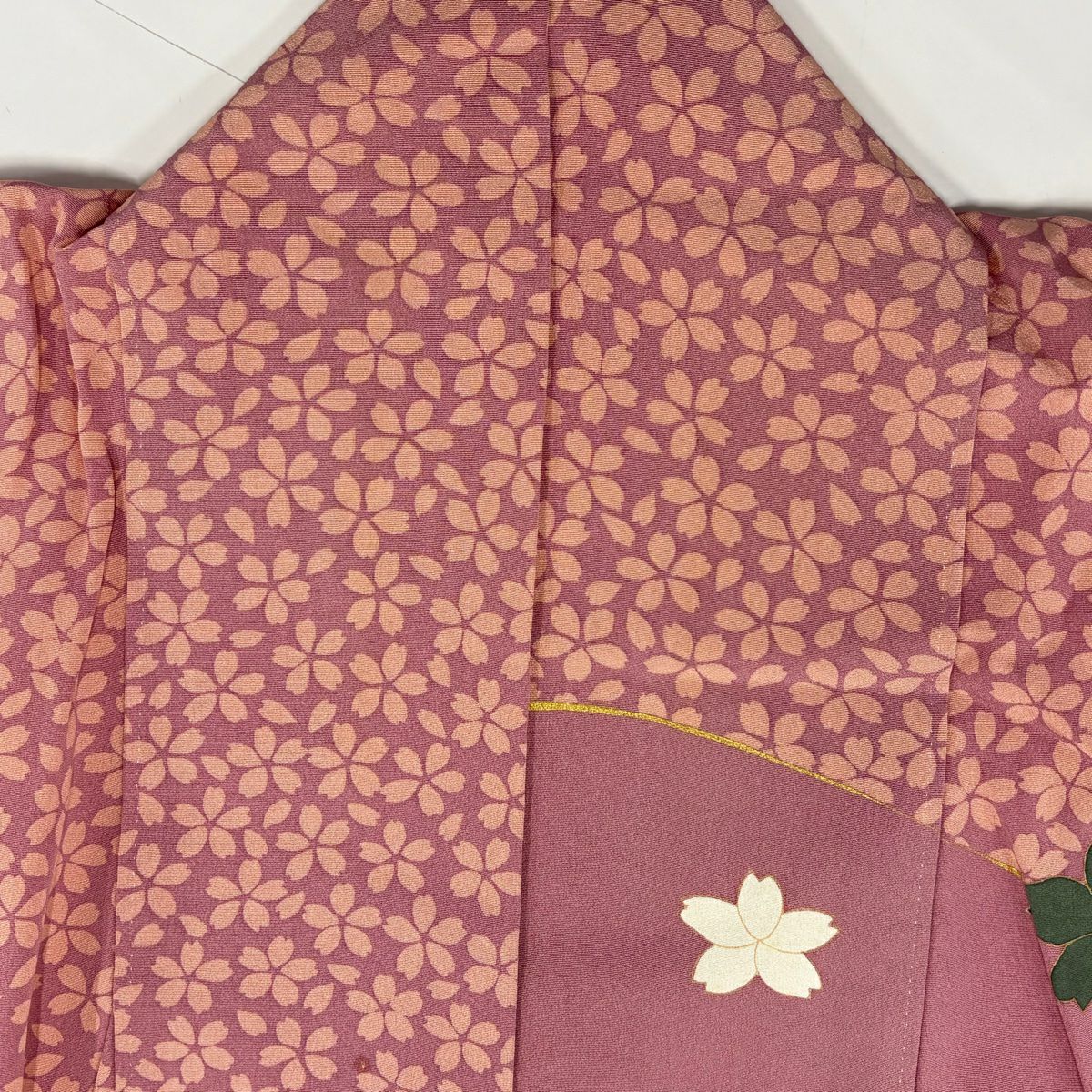 振袖禮服 身長150.5cm 袖長63cm S 雙層 櫻花 金銀彩 粉紅 純蠶絲 秀品級