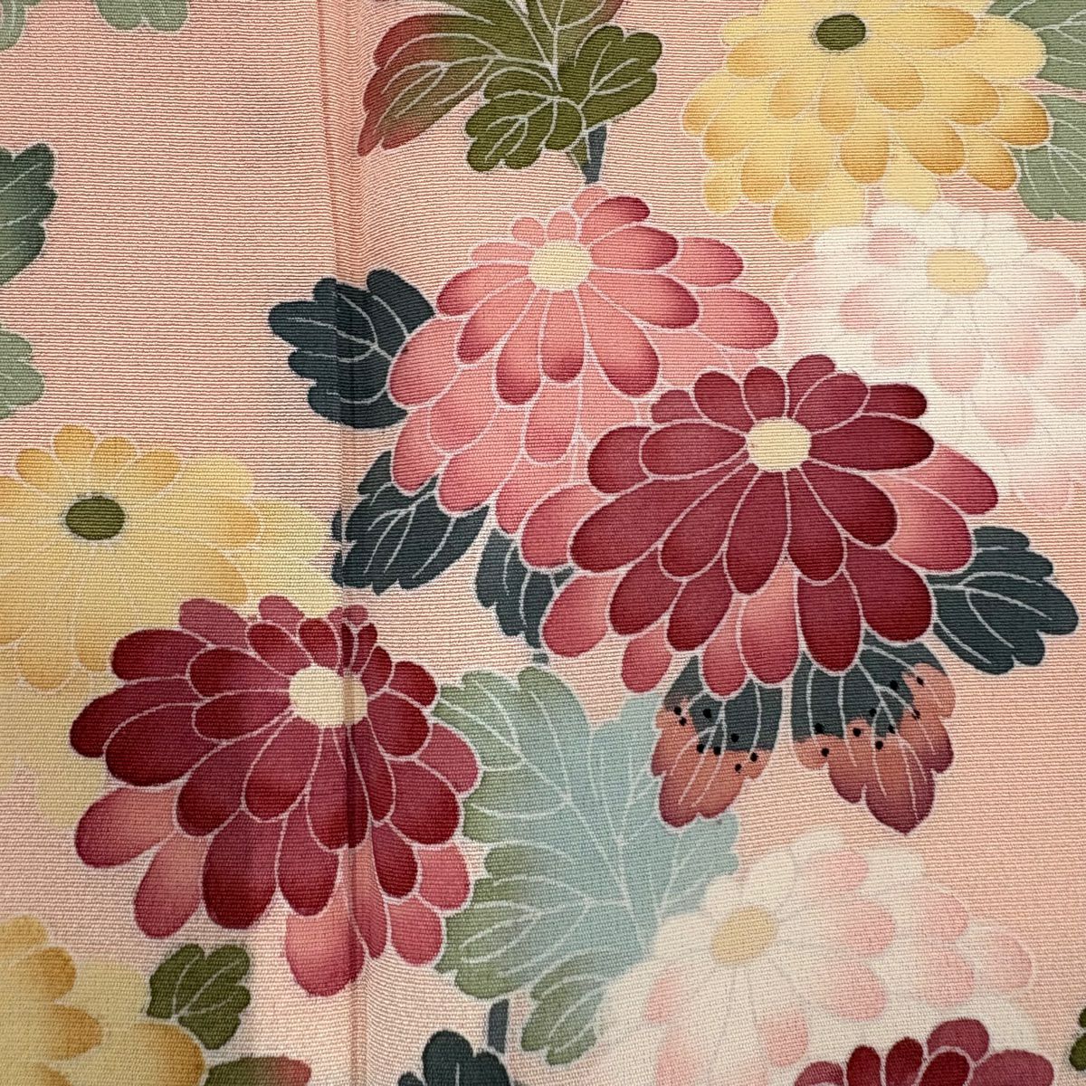 【美品】訪問服 身長157.5cm 袖長63cm S 雙層 落款あり 菊花 辨染 ぼかし 粉紅 純蠶絲 秀品級